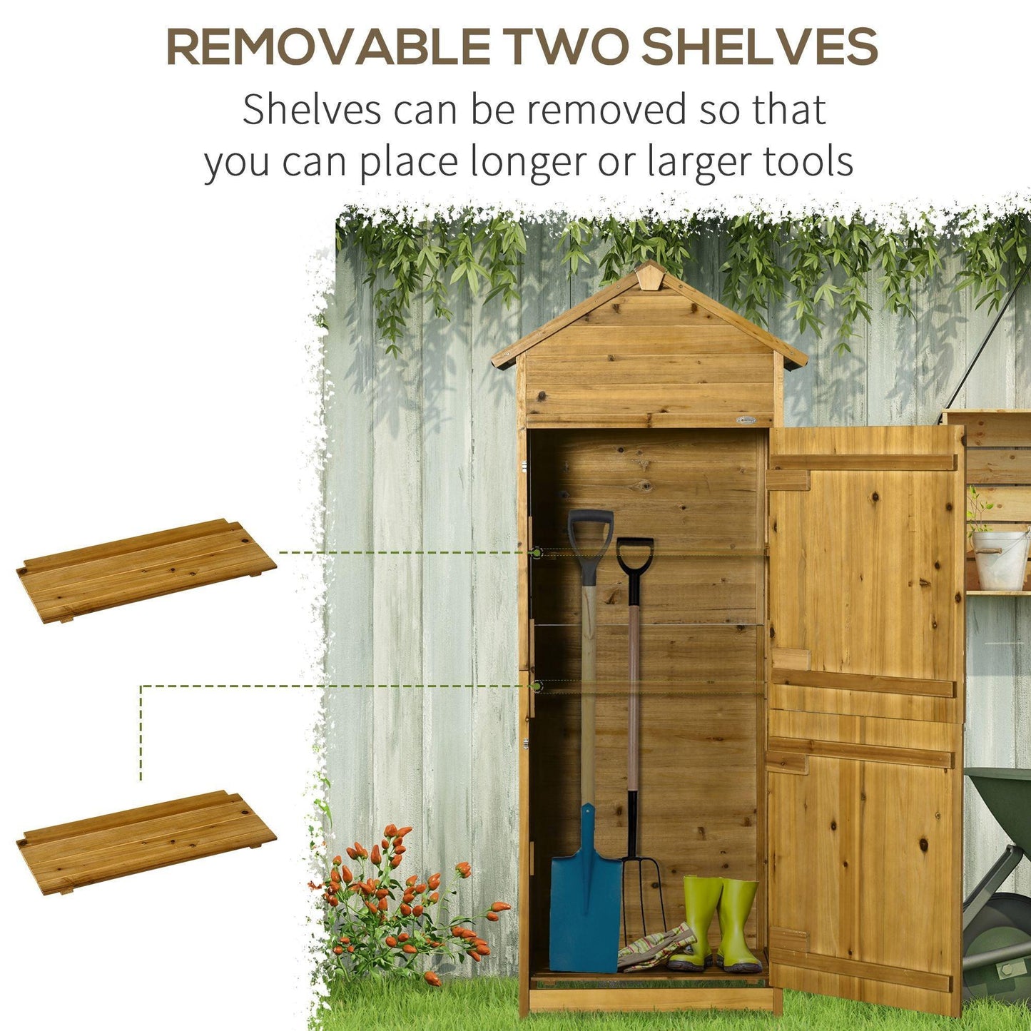 Outsunny Outdoor Utility Cabinet, Wooden Garden Shed - ALL4U RETAILER LTD