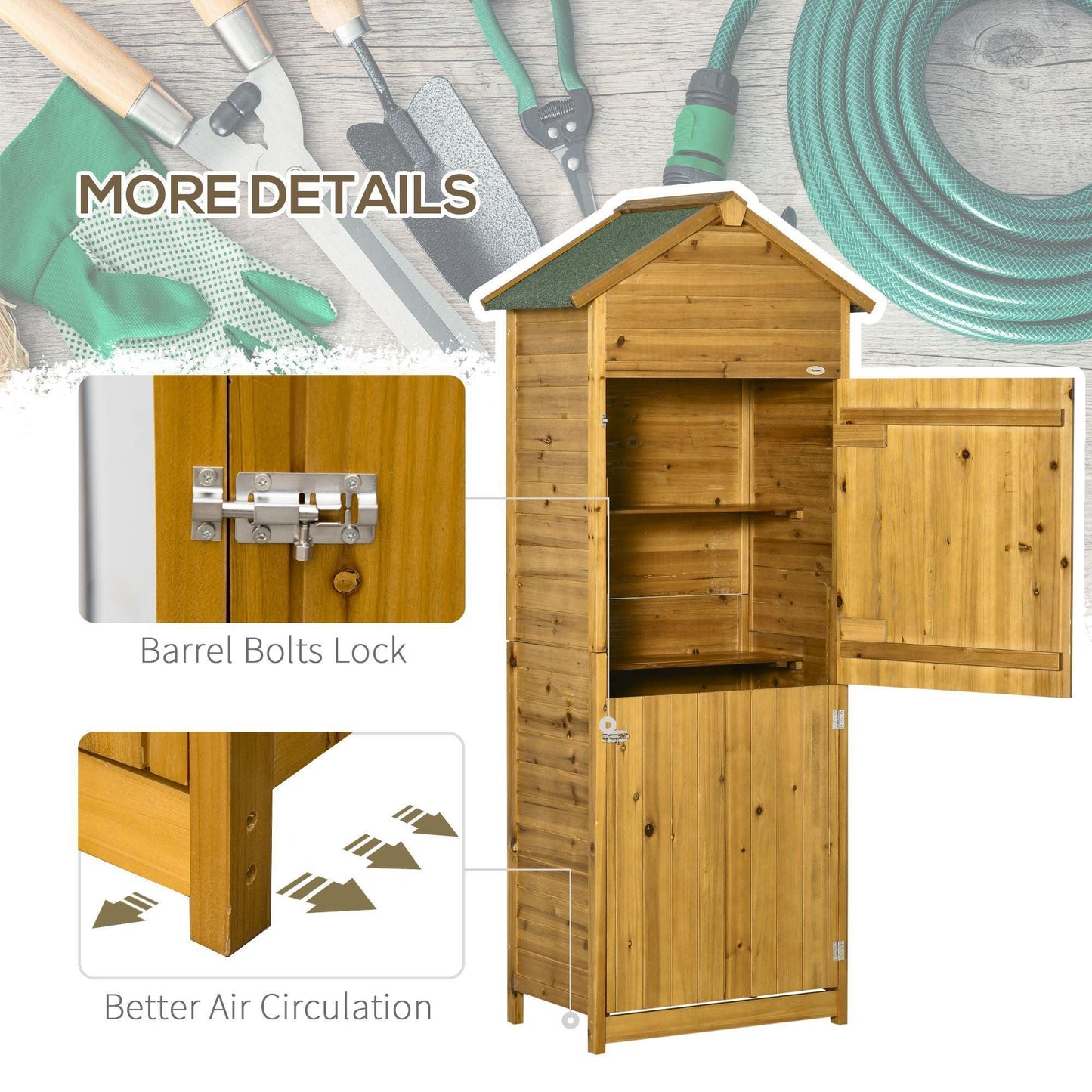 Outsunny Outdoor Utility Cabinet, Wooden Garden Shed - ALL4U RETAILER LTD