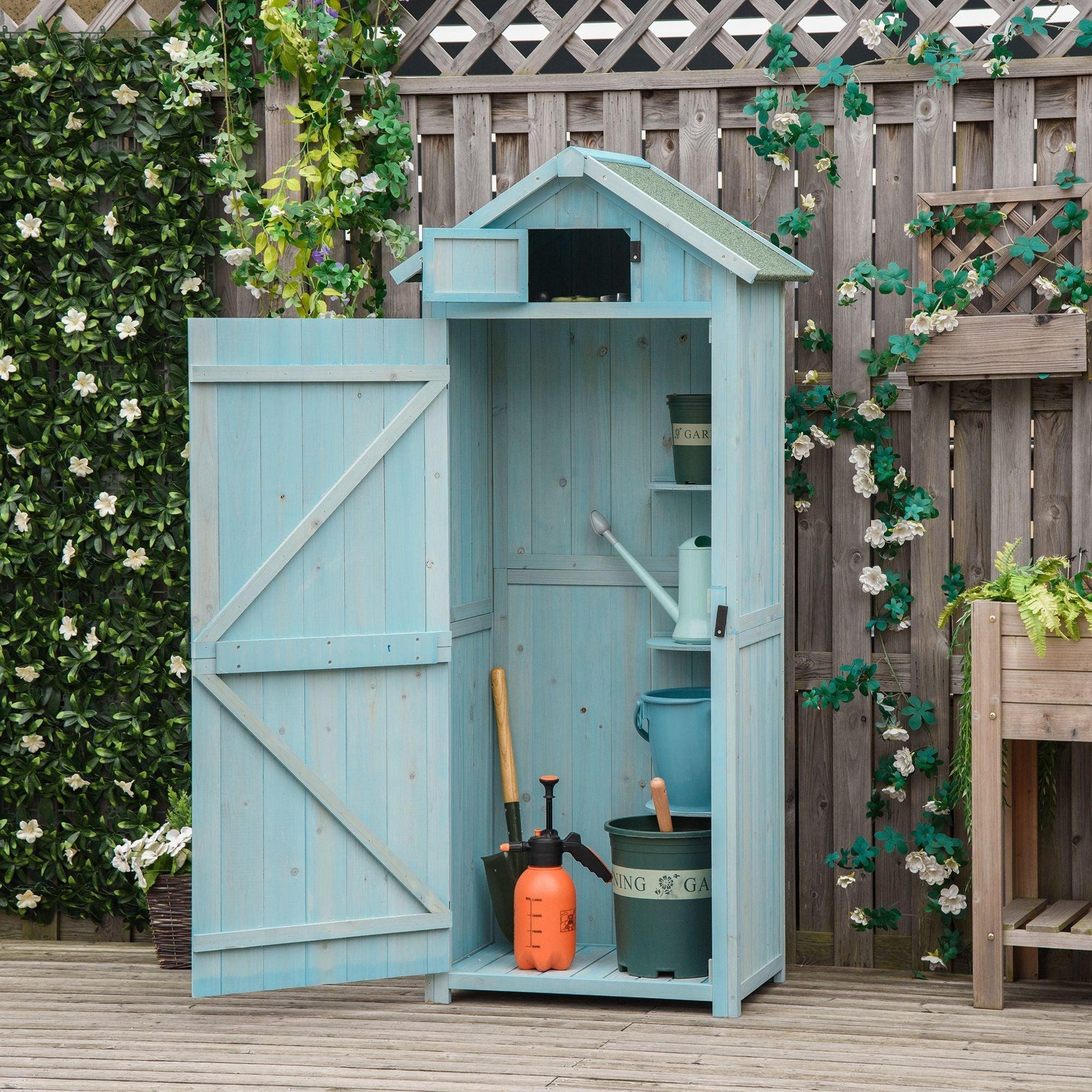 Outsunny Outdoor Utility Storage Cabinet - Blue - ALL4U RETAILER LTD