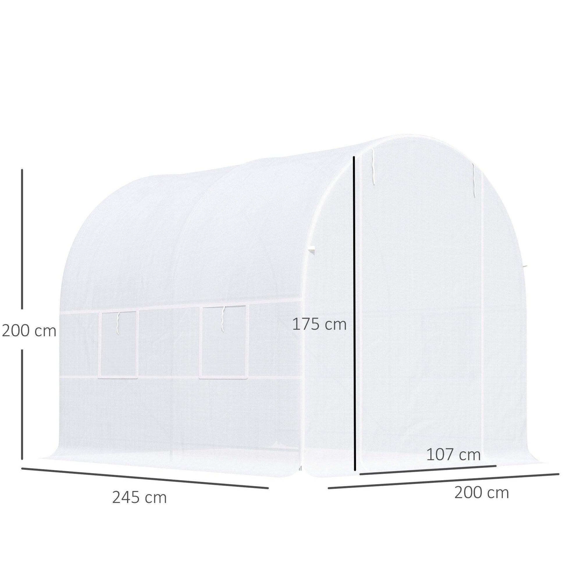 Outsunny Outdoor Walk-In Greenhouse - White, 2.5m Length - ALL4U RETAILER LTD