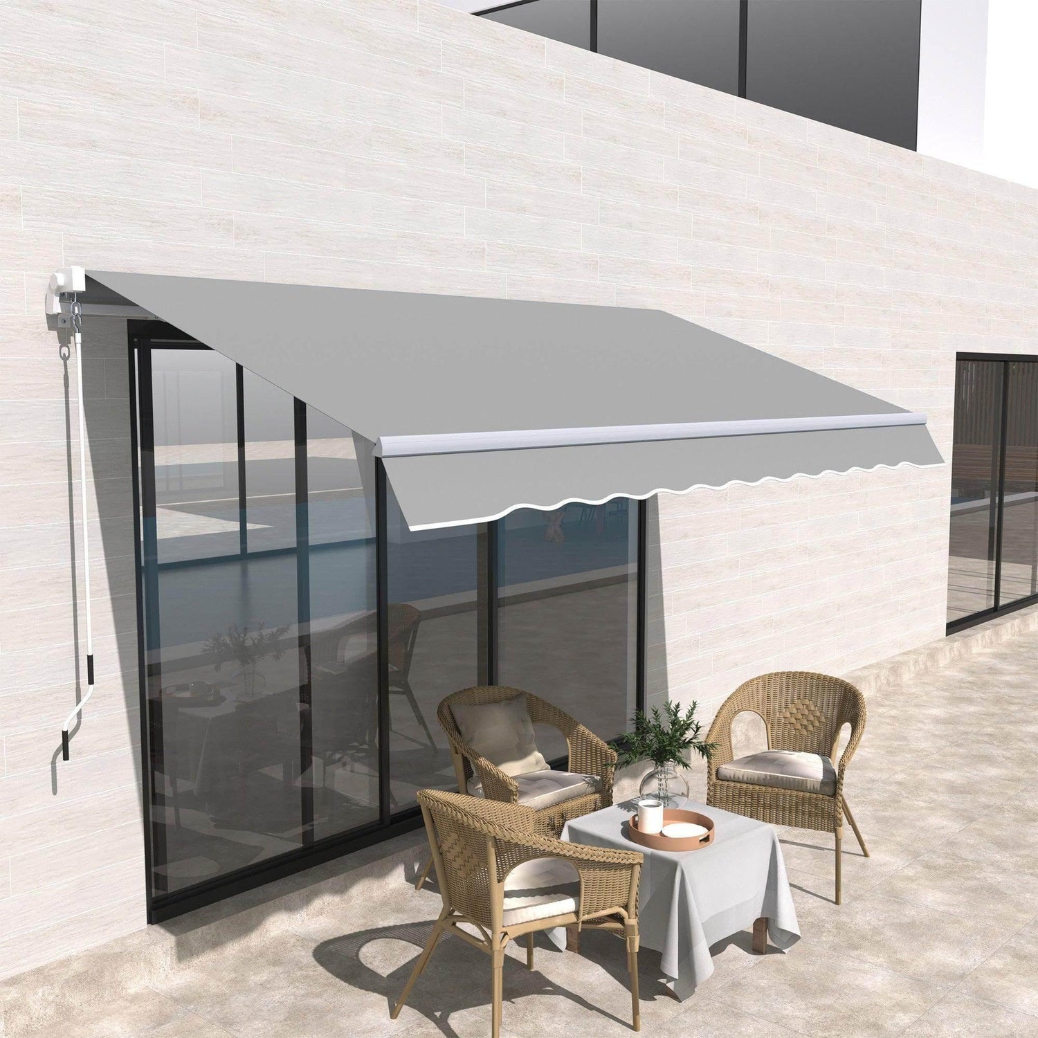 Outsunny Outdoor Window Awning - Light Grey, UV Blocker - ALL4U RETAILER LTD