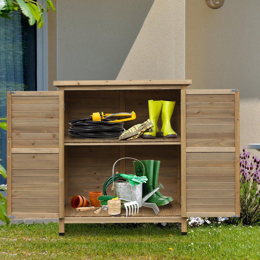 Outsunny Outdoor Wood Garden Storage Cabinet - ALL4U RETAILER LTD