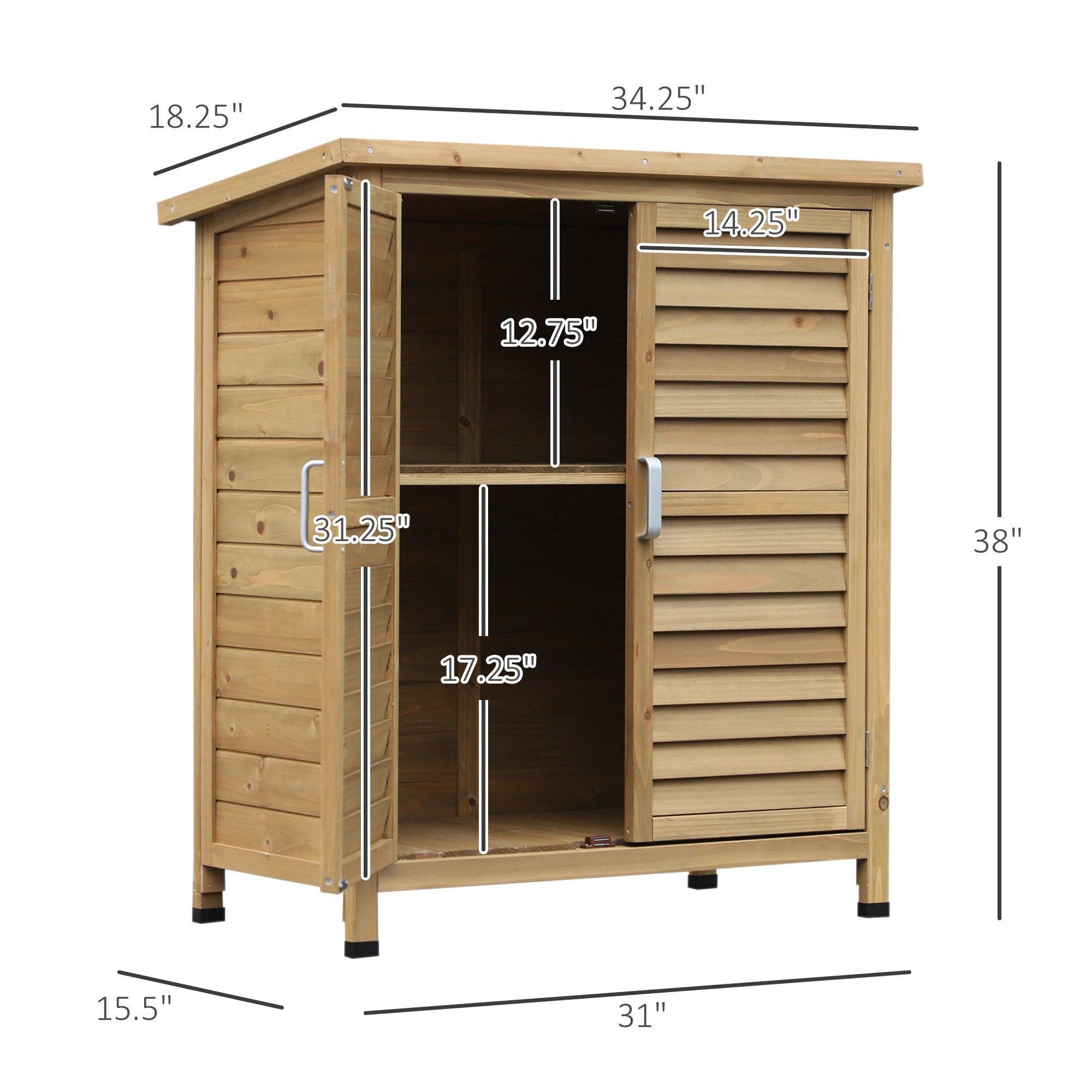 Outsunny Outdoor Wood Garden Storage Cabinet - ALL4U RETAILER LTD