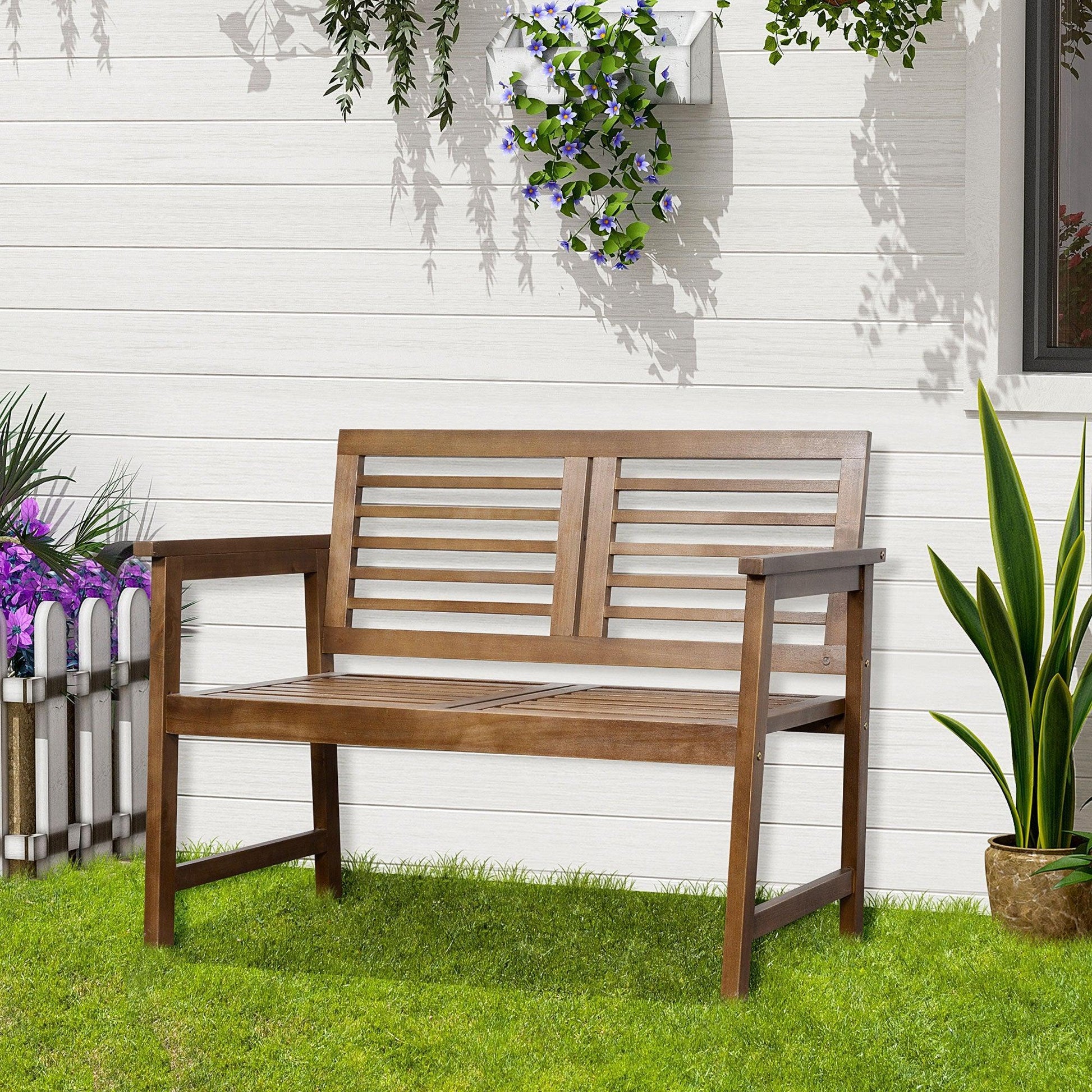 Outsunny Outdoor Wooden Bench - 2 Seater Loveseat - ALL4U RETAILER LTD