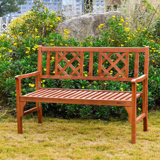 Outsunny Outdoor Wooden Loveseat Bench, Brown - ALL4U RETAILER LTD