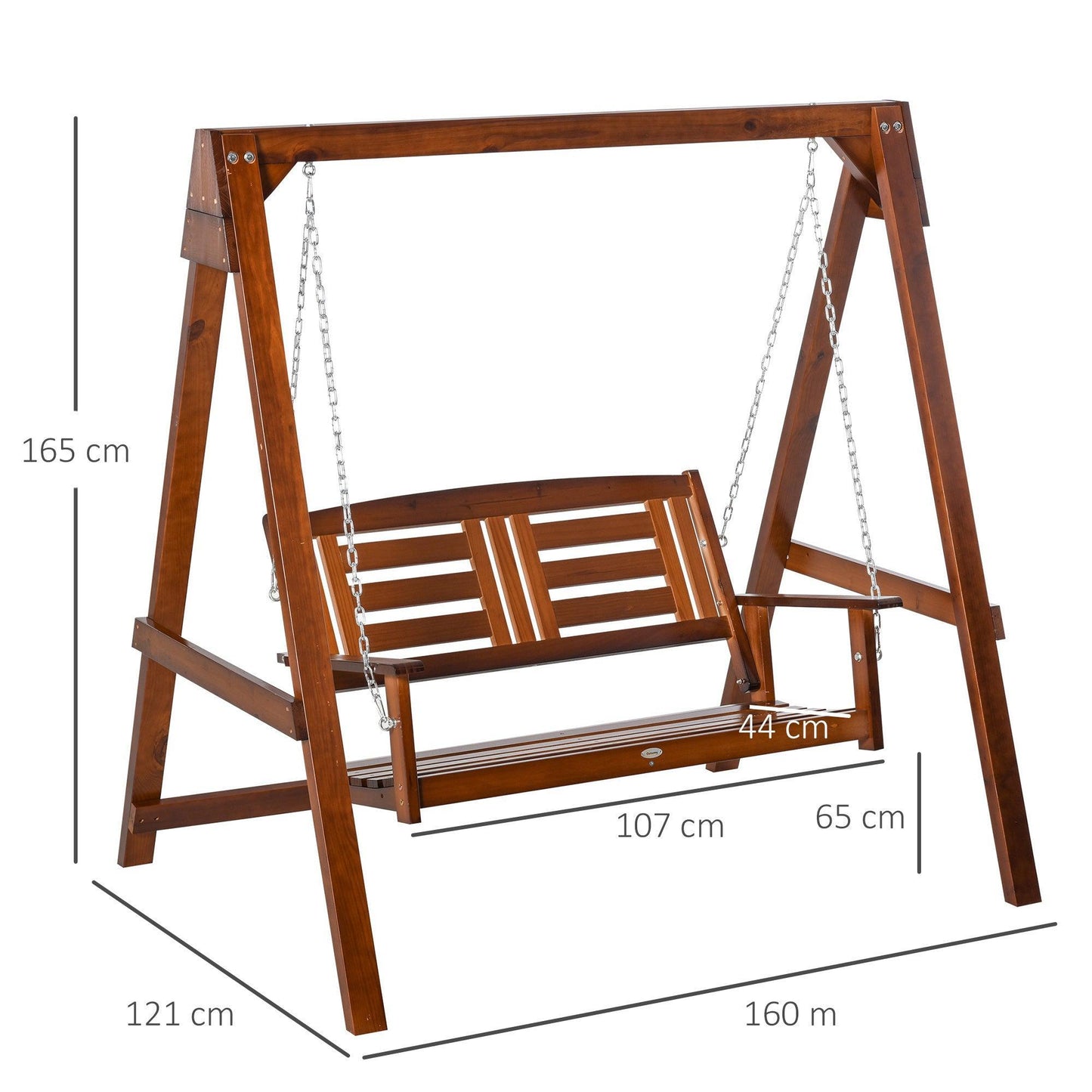 Outsunny Outdoor Wooden Swing Bench for Patio - 2 Seater - ALL4U RETAILER LTD