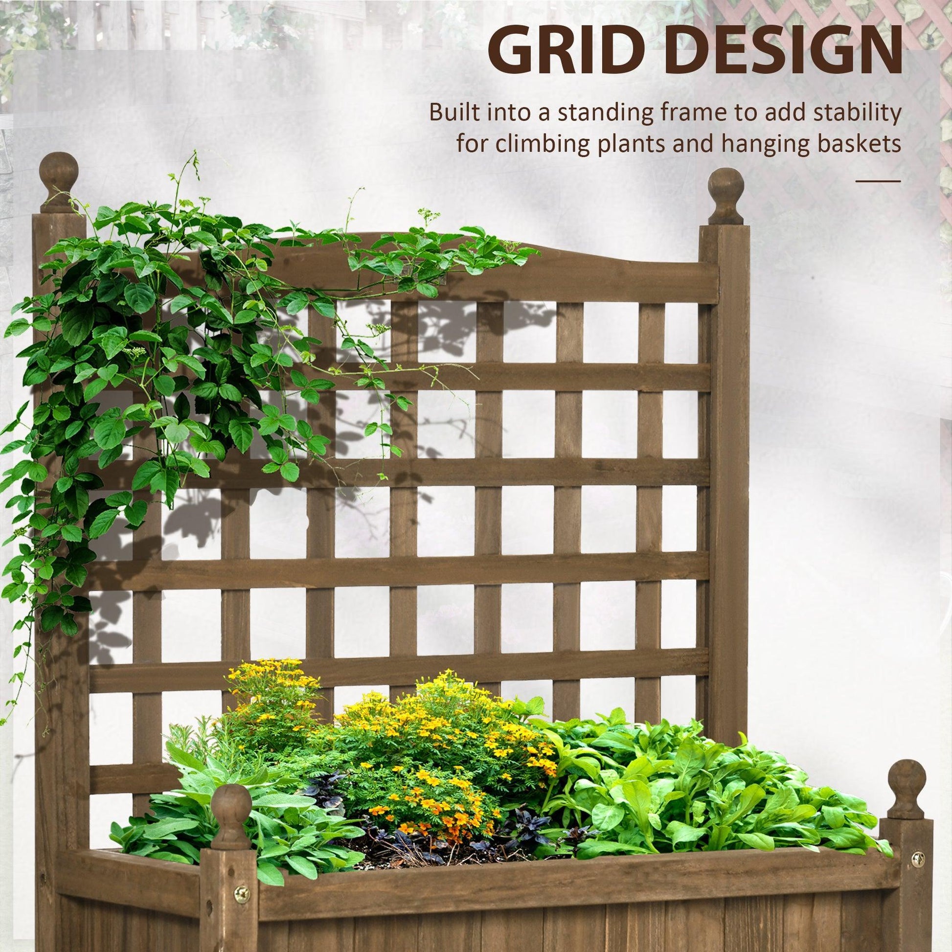 Outsunny Outsunny Wood Raised Garden Planter with Trellis - ALL4U RETAILER LTD