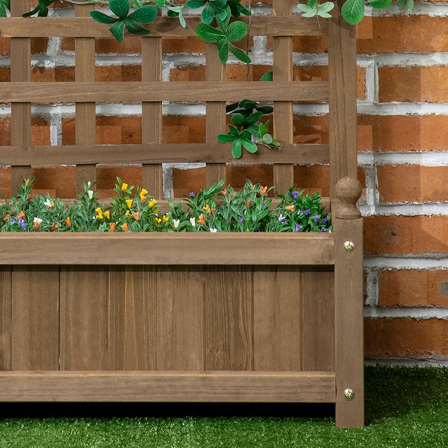 Outsunny Outsunny Wood Raised Garden Planter with Trellis - ALL4U RETAILER LTD