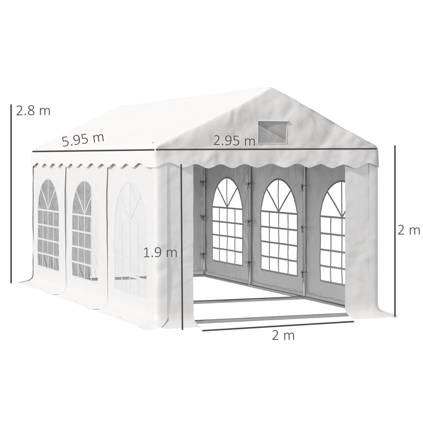 Outsunny Party Tent with Removable Walls, White - ALL4U RETAILER LTD