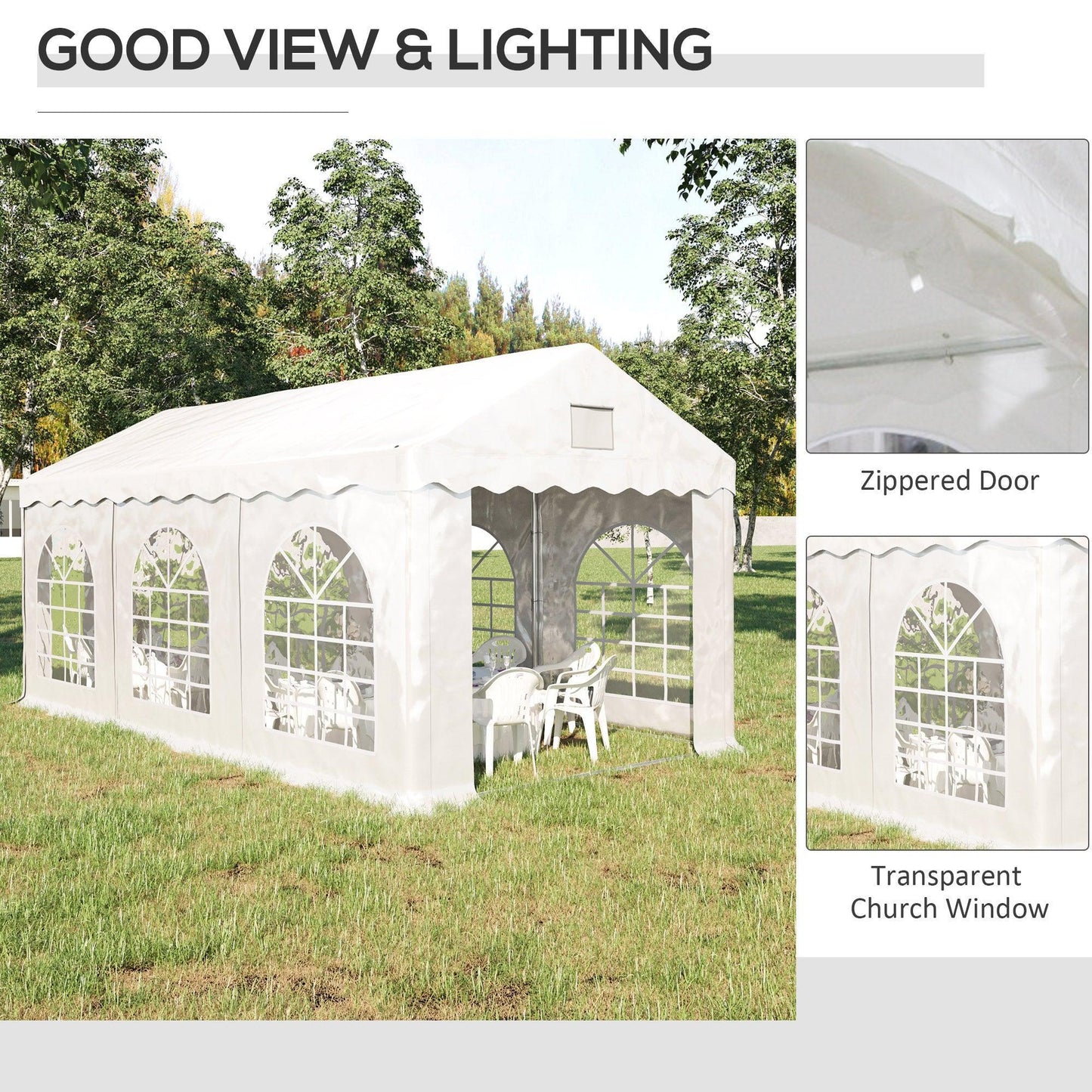 Outsunny Party Tent with Removable Walls, White - ALL4U RETAILER LTD