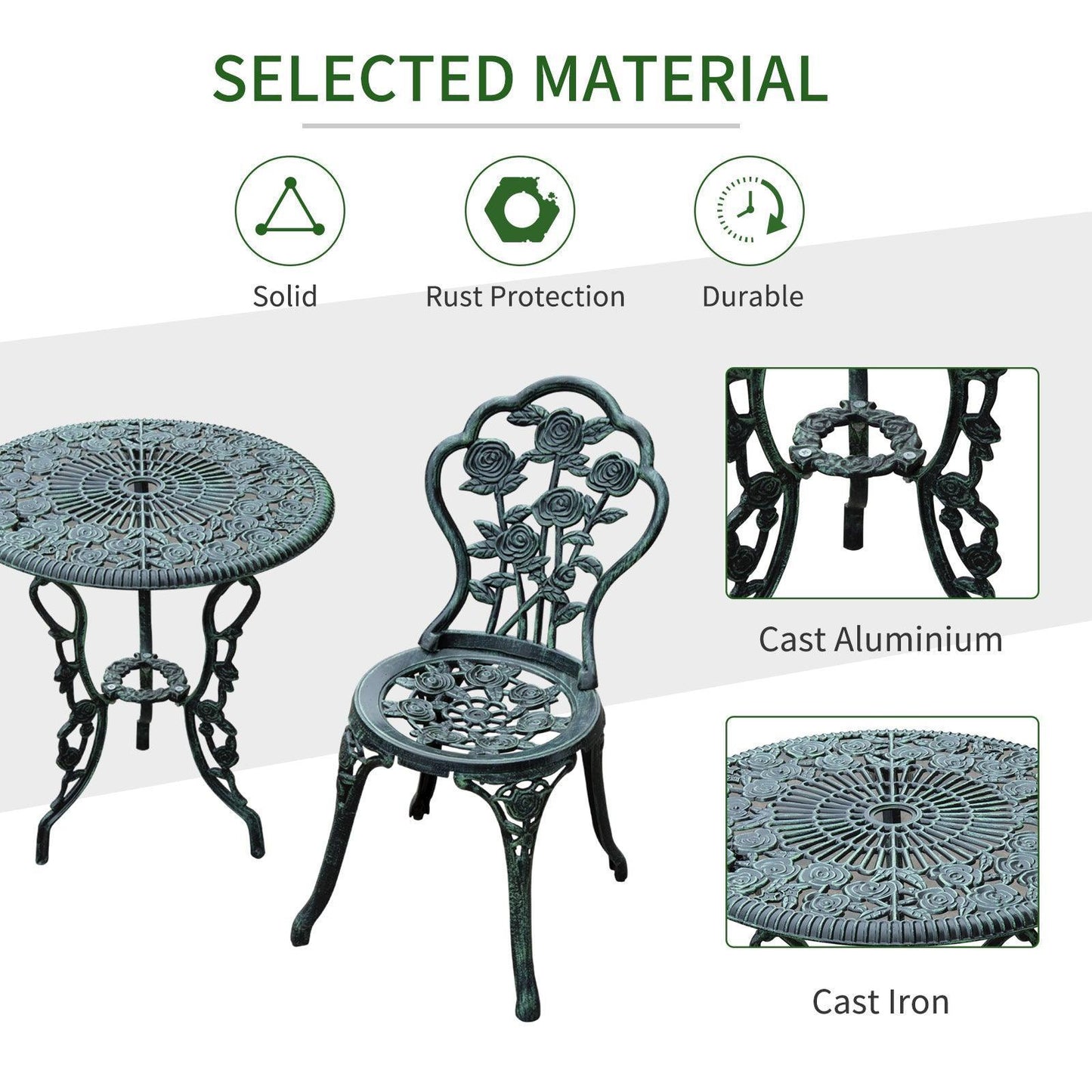 Outsunny Patio Bistro Set - Green (3-Piece) - ALL4U RETAILER LTD