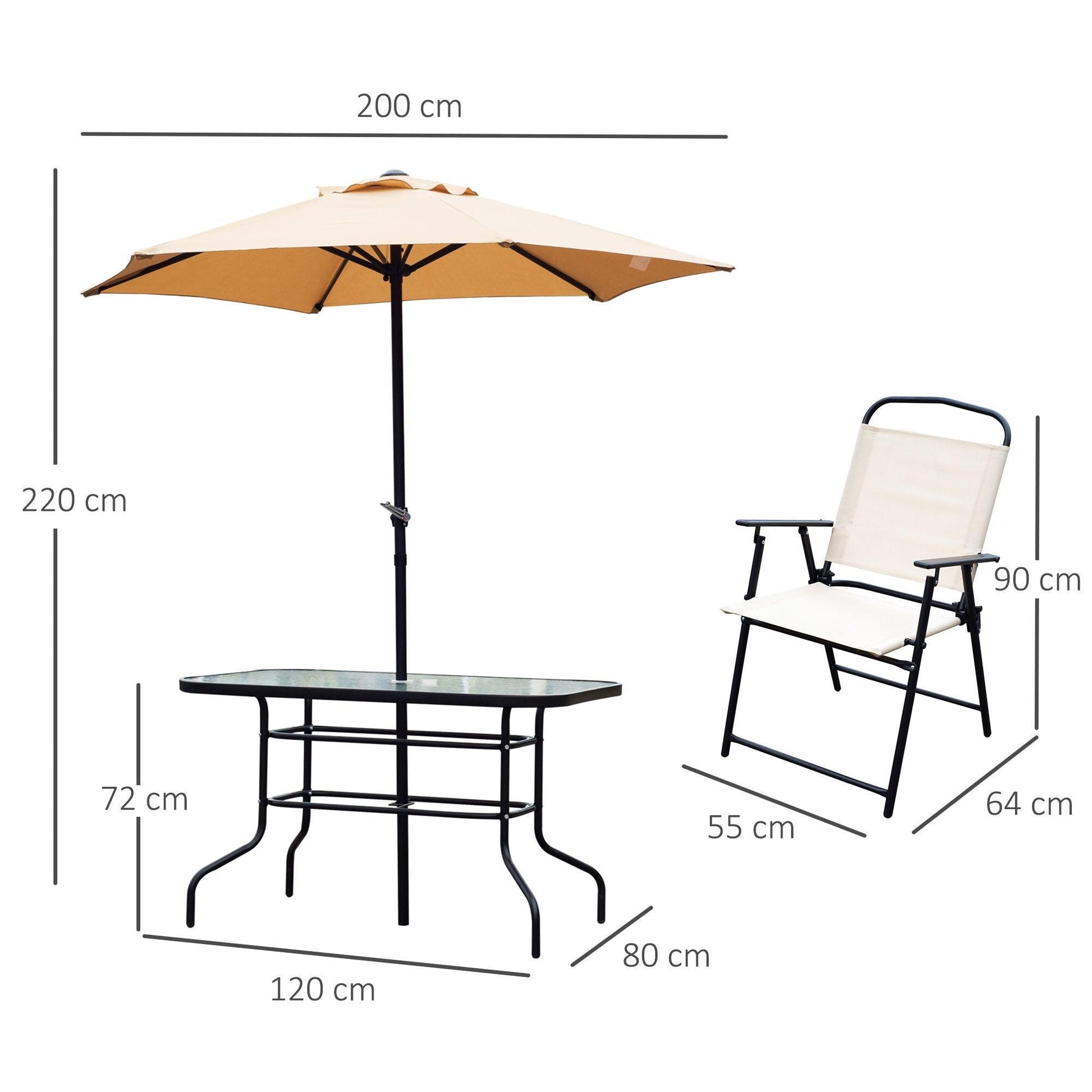 Outsunny Patio Dining Set with Umbrella - Beige - ALL4U RETAILER LTD