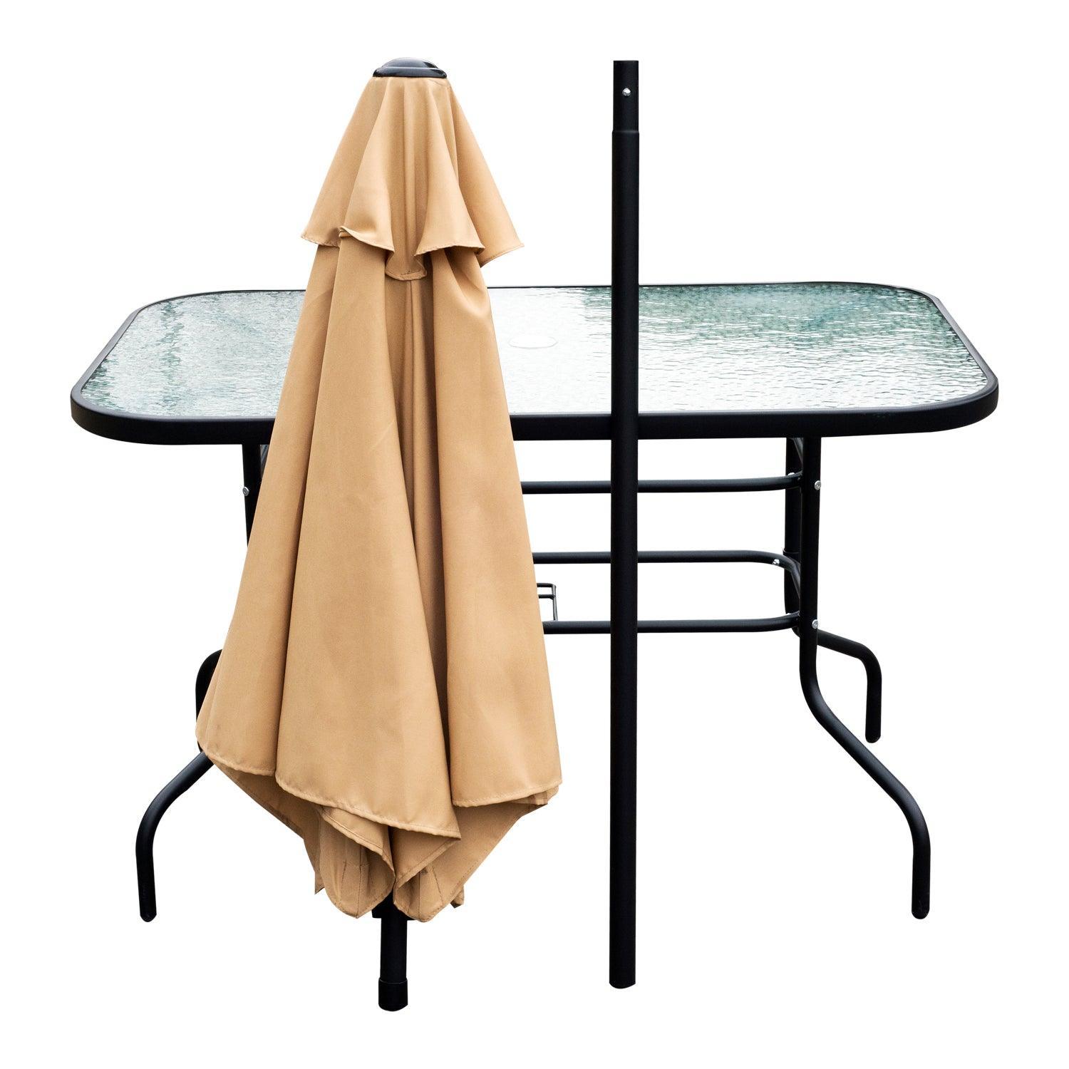 Outsunny Patio Dining Set with Umbrella - Beige - ALL4U RETAILER LTD