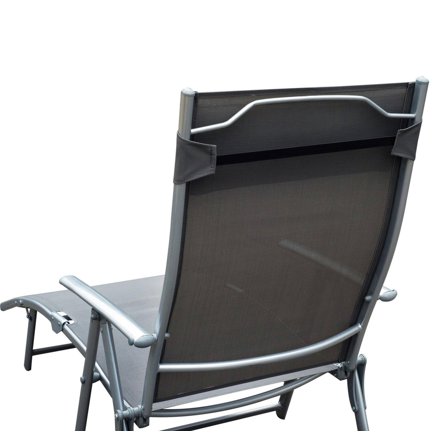 Outsunny Patio Foldable Sun Lounger - Grey - ALL4U RETAILER LTD