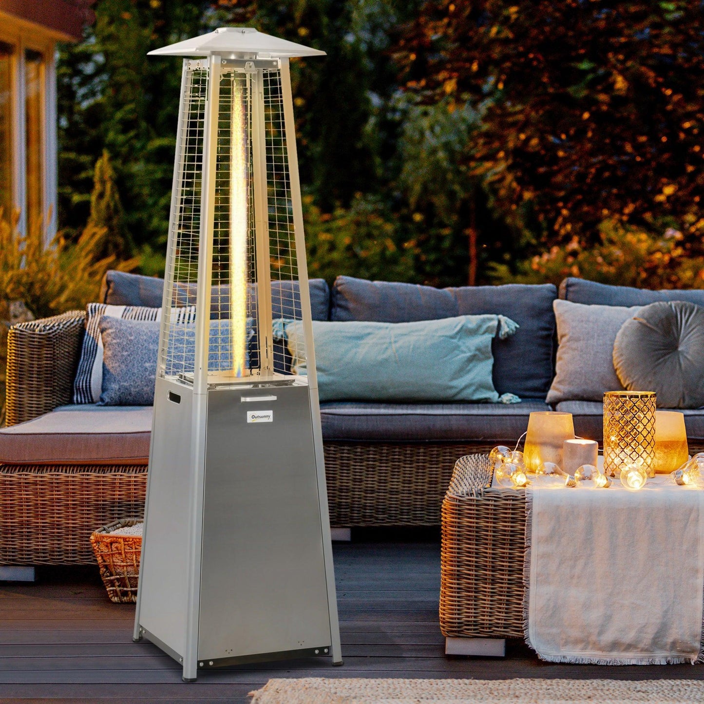 Outsunny Patio Gas Heater with Wheels - 11.2KW - ALL4U RETAILER LTD