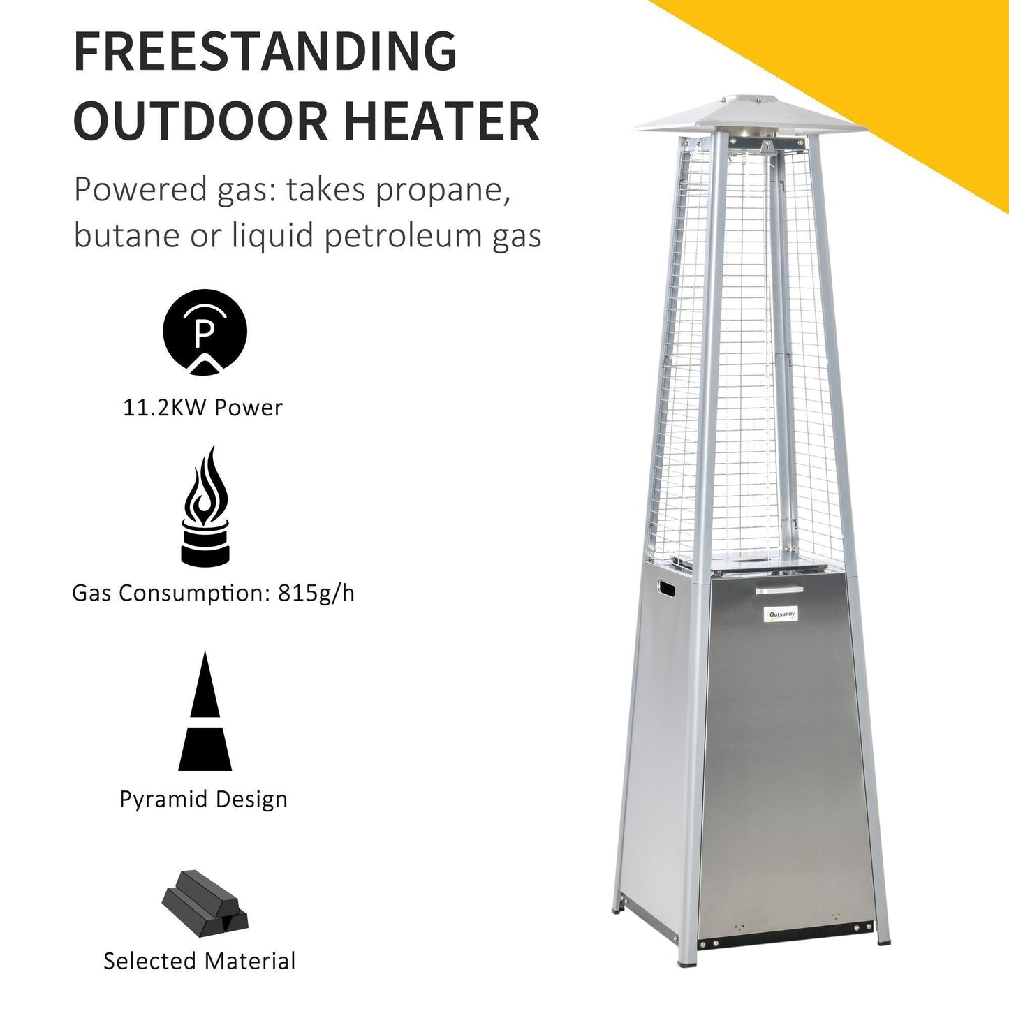 Outsunny Patio Gas Heater with Wheels - 11.2KW - ALL4U RETAILER LTD