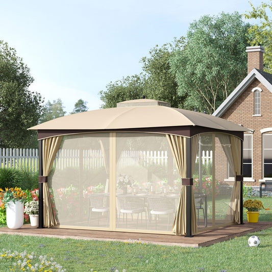 Outsunny Patio Gazebo: Poolside Canopy with Netting - ALL4U RETAILER LTD