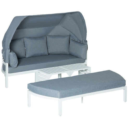 Outsunny Patio Lounge Set with Canopy and Cushions - ALL4U RETAILER LTD