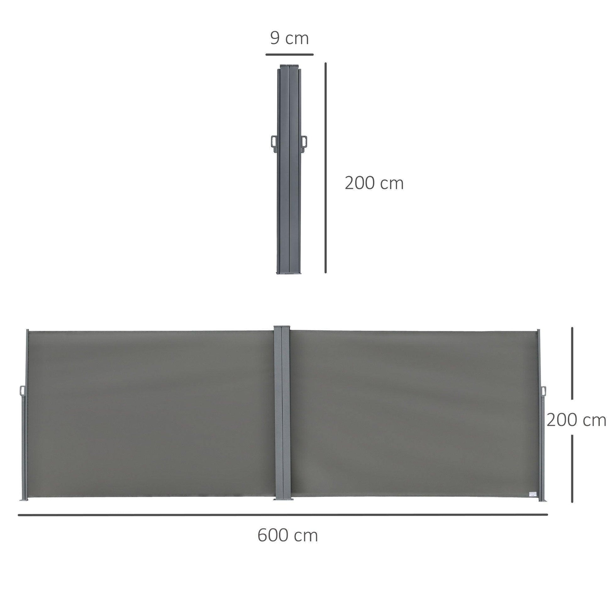 Outsunny Patio Retractable Double-Sided Fence for Privacy - ALL4U RETAILER LTD