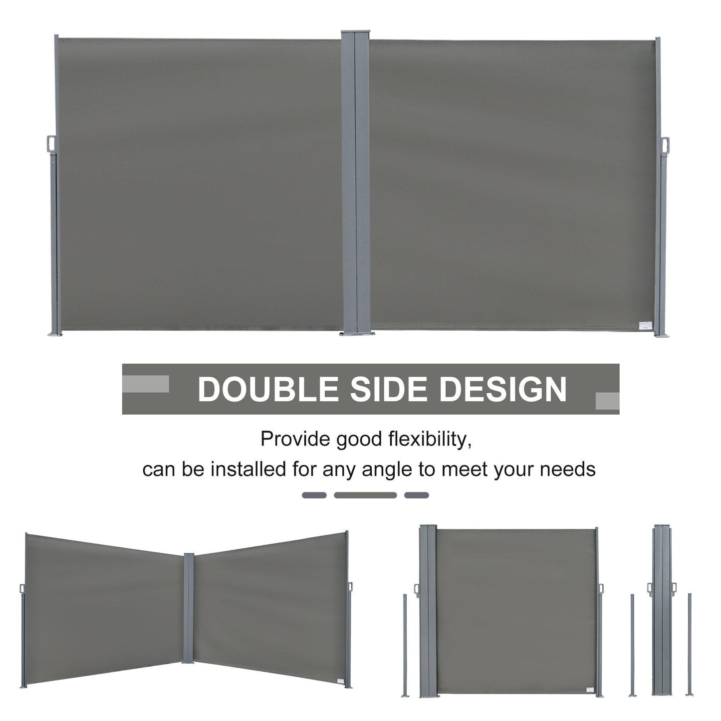 Outsunny Patio Retractable Double-Sided Fence for Privacy - ALL4U RETAILER LTD