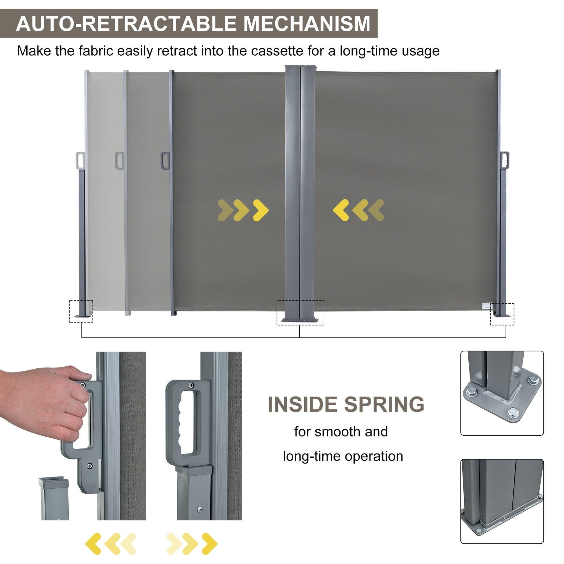 Outsunny Patio Retractable Double-Sided Fence for Privacy - ALL4U RETAILER LTD