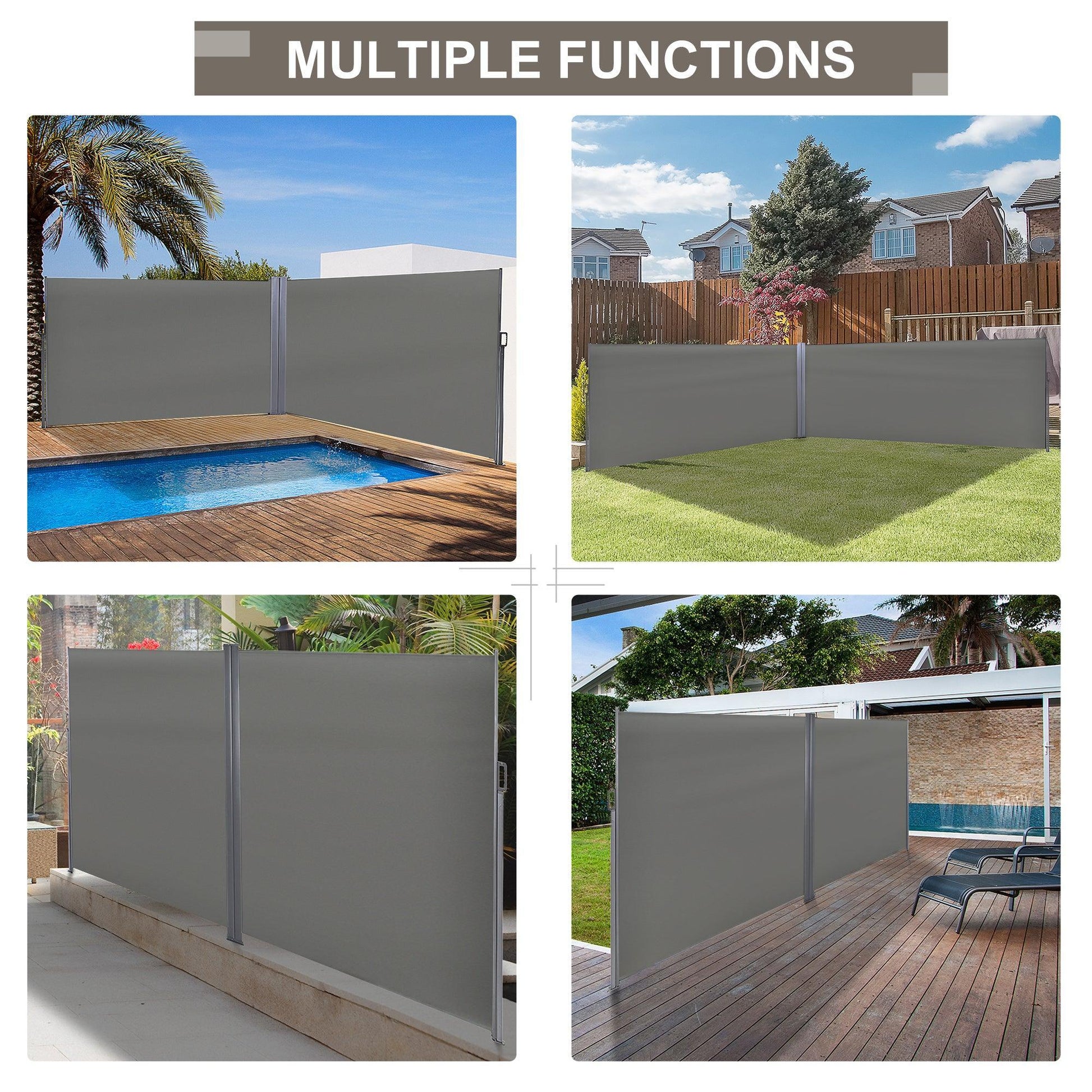 Outsunny Patio Retractable Double-Sided Fence for Privacy - ALL4U RETAILER LTD