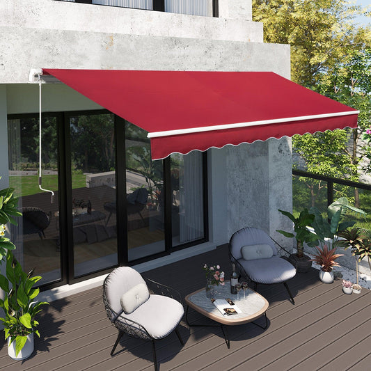 Outsunny Patio Retractable Shade - Wine Red (4x2.5m) - ALL4U RETAILER LTD