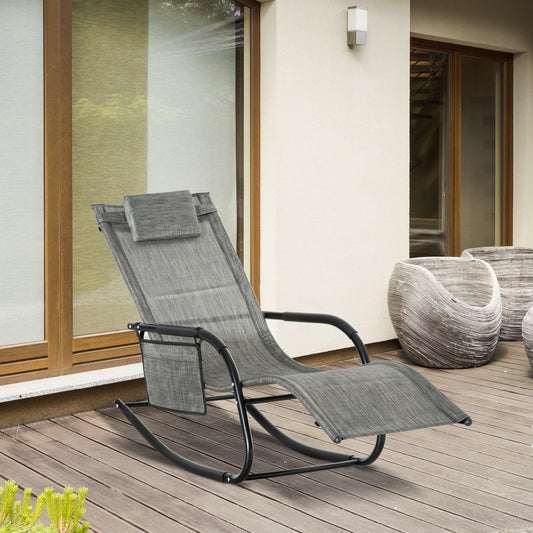 Outsunny Patio Rocking Chair - Breathable Recliner - ALL4U RETAILER LTD