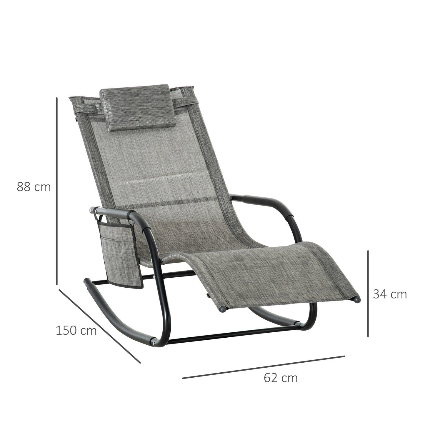 Outsunny Patio Rocking Chair - Breathable Recliner - ALL4U RETAILER LTD