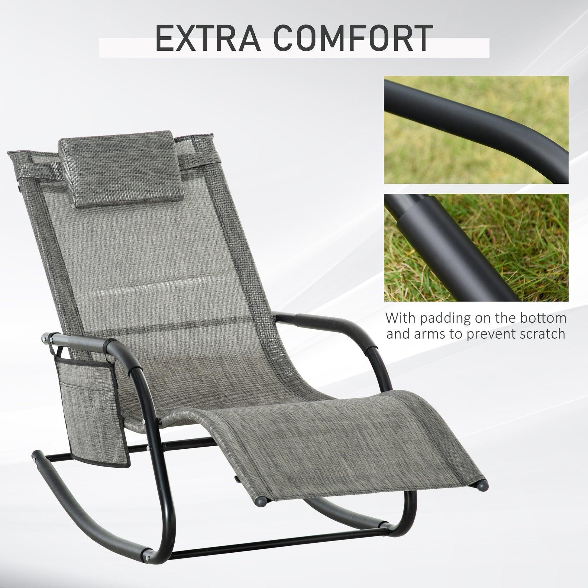 Outsunny Patio Rocking Chair - Breathable Recliner - ALL4U RETAILER LTD