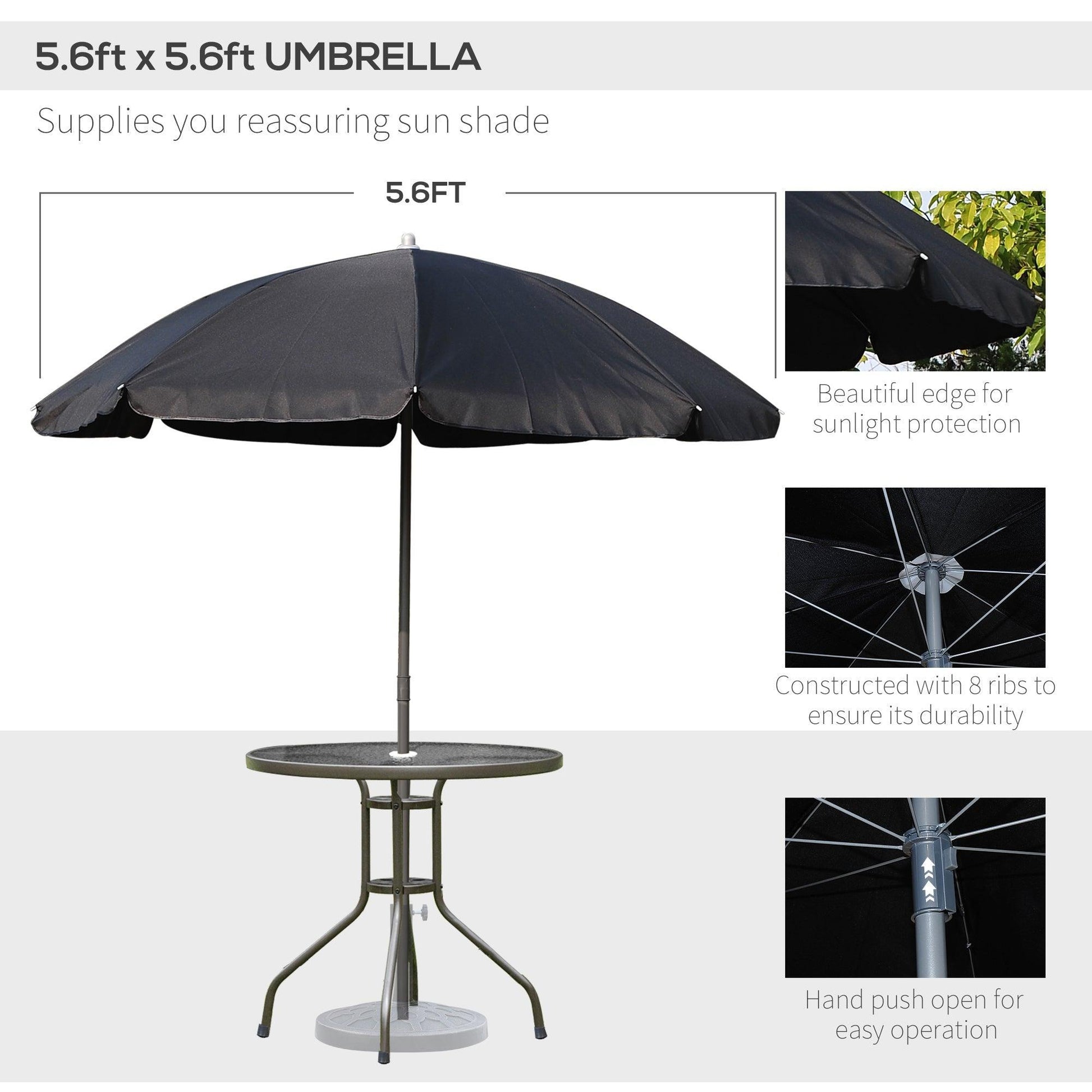 Outsunny Patio Set: Folding Chairs + Table + Parasol - ALL4U RETAILER LTD