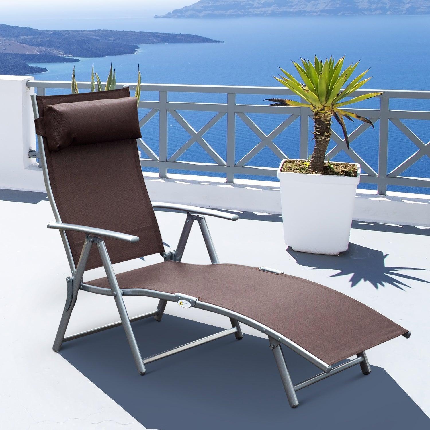 Outsunny Outdoor Sun Lounger Reclining Chair - Adjustable and Foldable - ALL4U RETAILER LTD