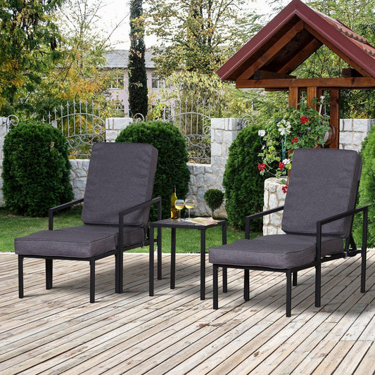 Outsunny Patio Sun Lounger Set with Reclining Chairs - ALL4U RETAILER LTD