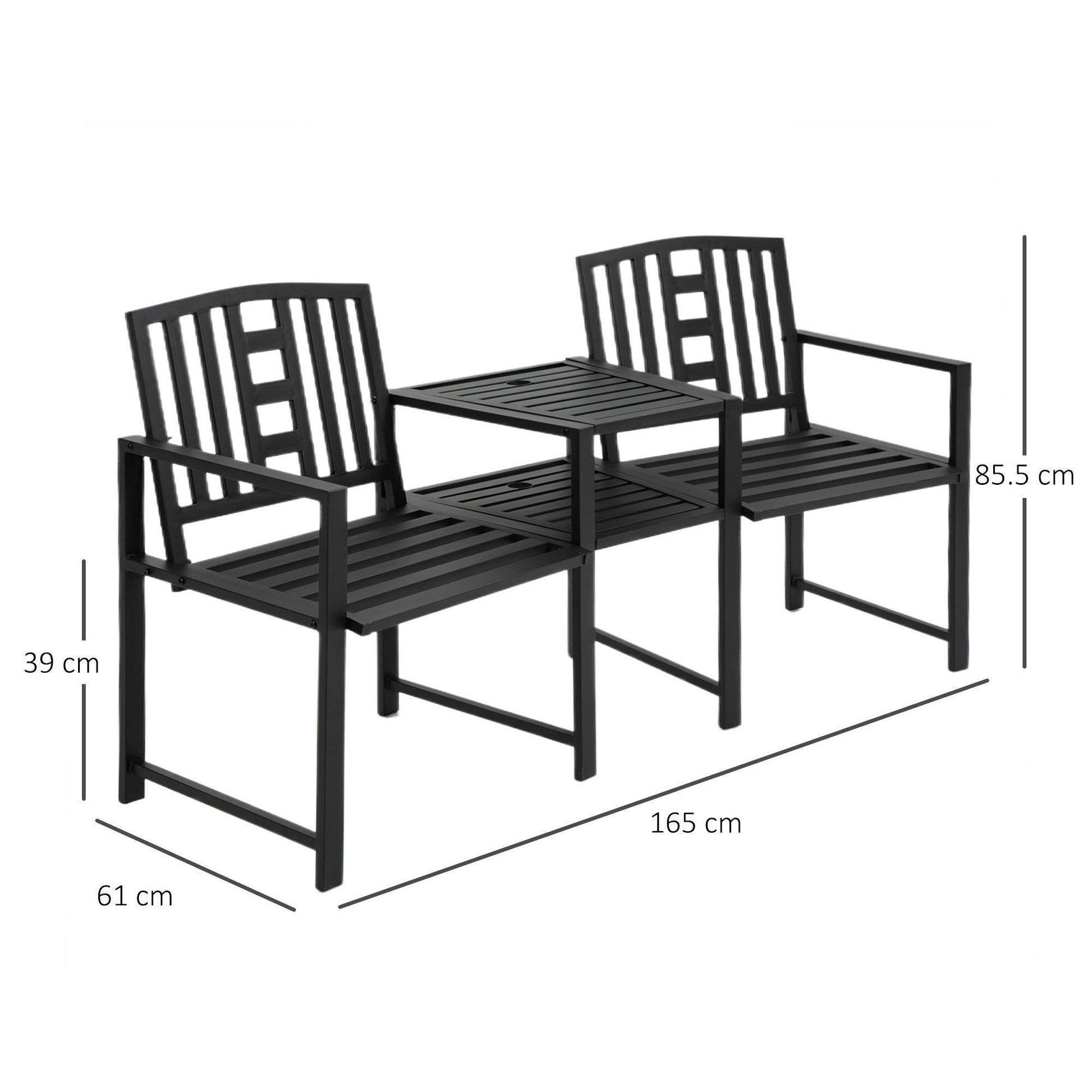 Outsunny Patio Tete-a-tete Chair Set with Coffee Table - ALL4U RETAILER LTD