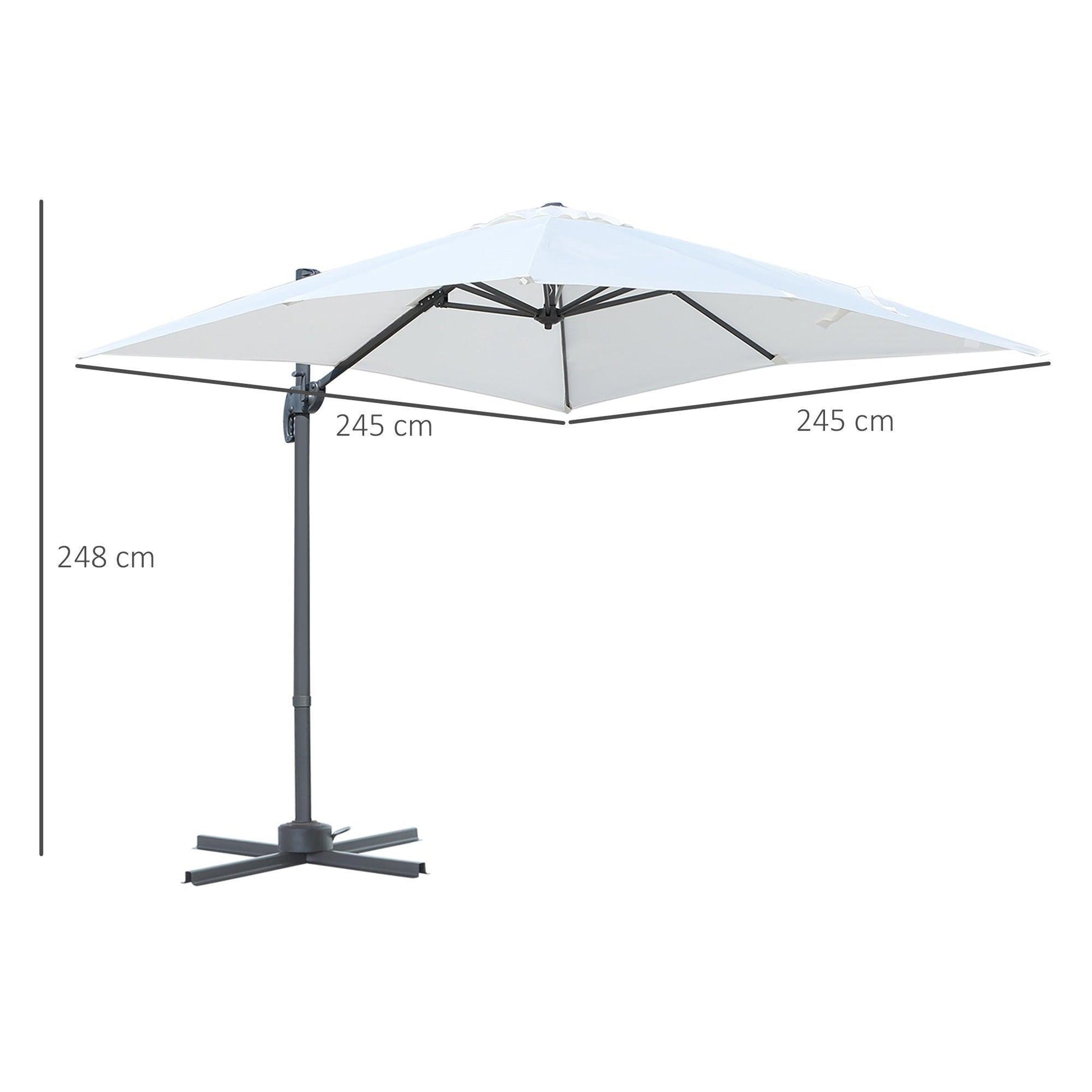 Outsunny Patio Umbrella 2.5x2.5m: Crank Handle, 360° Rotation - ALL4U RETAILER LTD