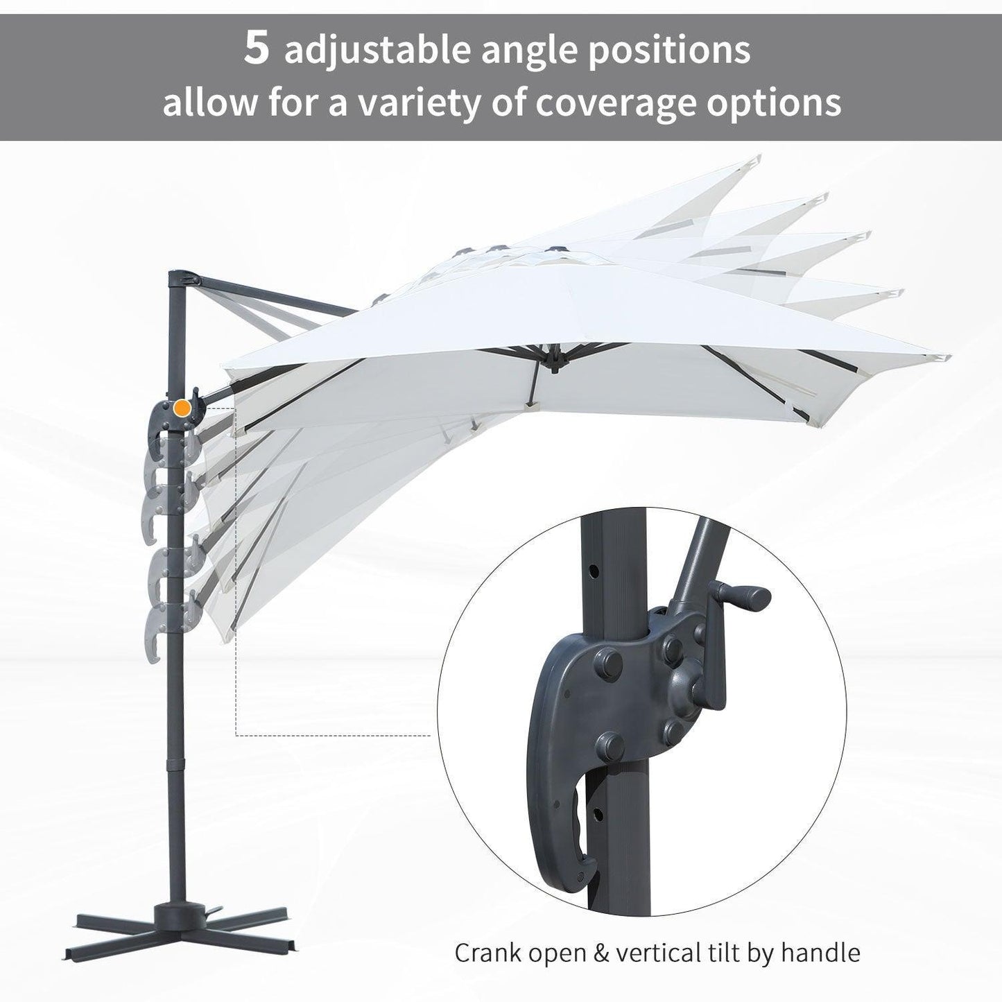 Outsunny Patio Umbrella 2.5x2.5m: Crank Handle, 360° Rotation - ALL4U RETAILER LTD