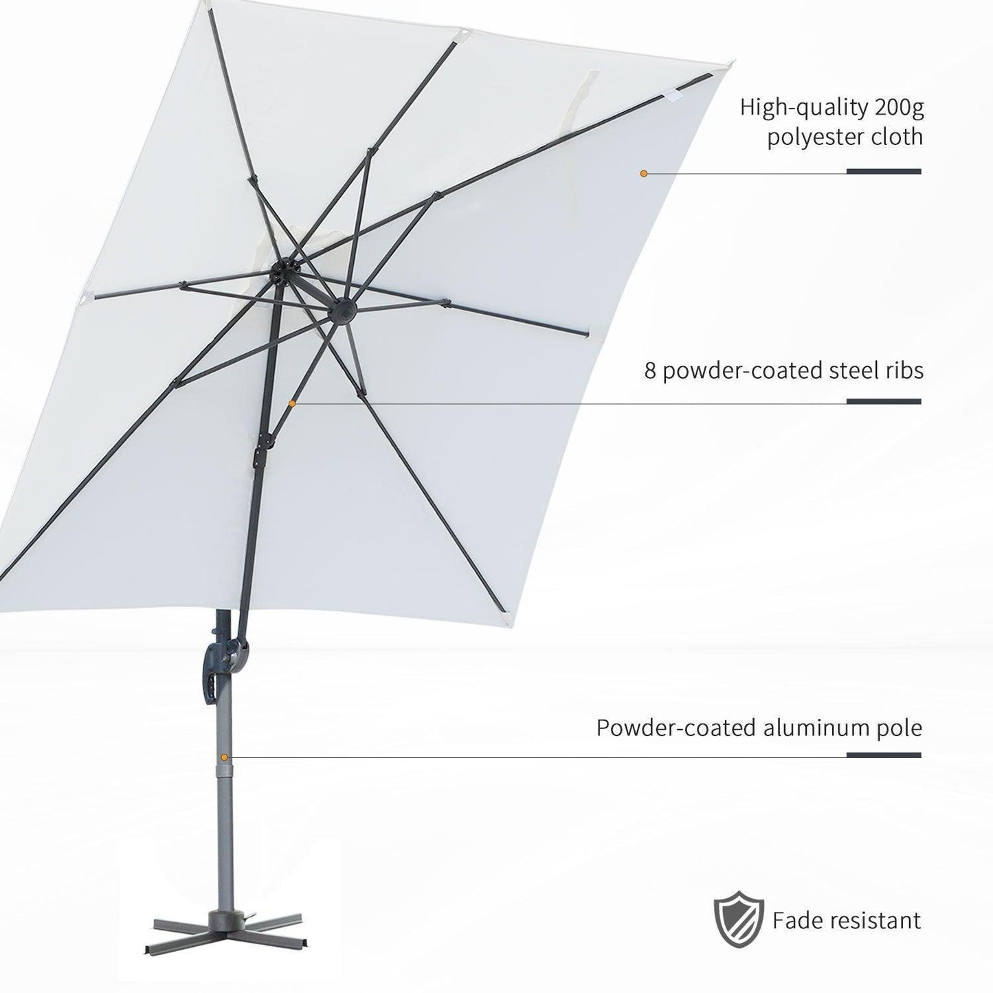 Outsunny Patio Umbrella 2.5x2.5m: Crank Handle, 360° Rotation - ALL4U RETAILER LTD