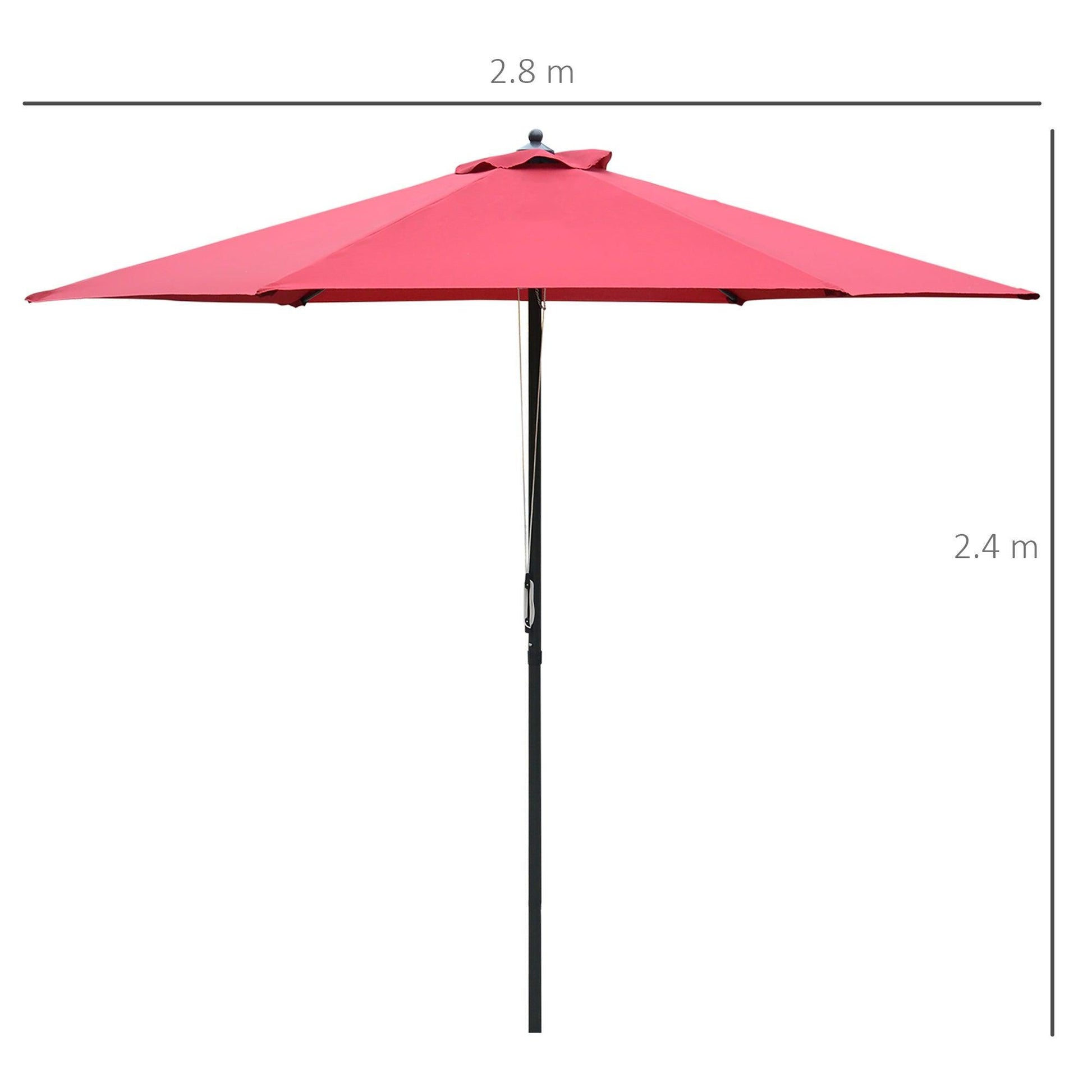 Outsunny Patio Umbrella - 2.8m Wine Red - ALL4U RETAILER LTD