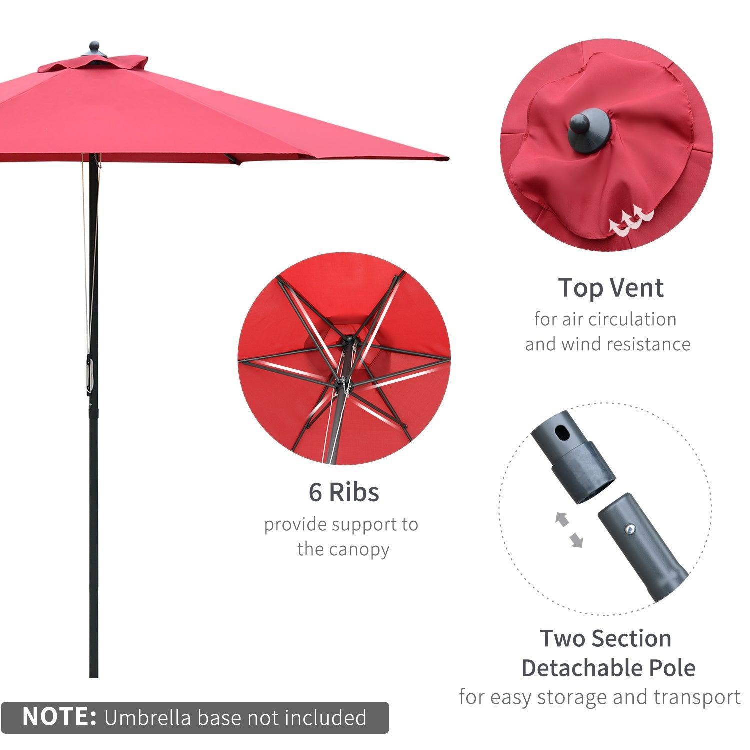 Outsunny Patio Umbrella - 2.8m Wine Red - ALL4U RETAILER LTD