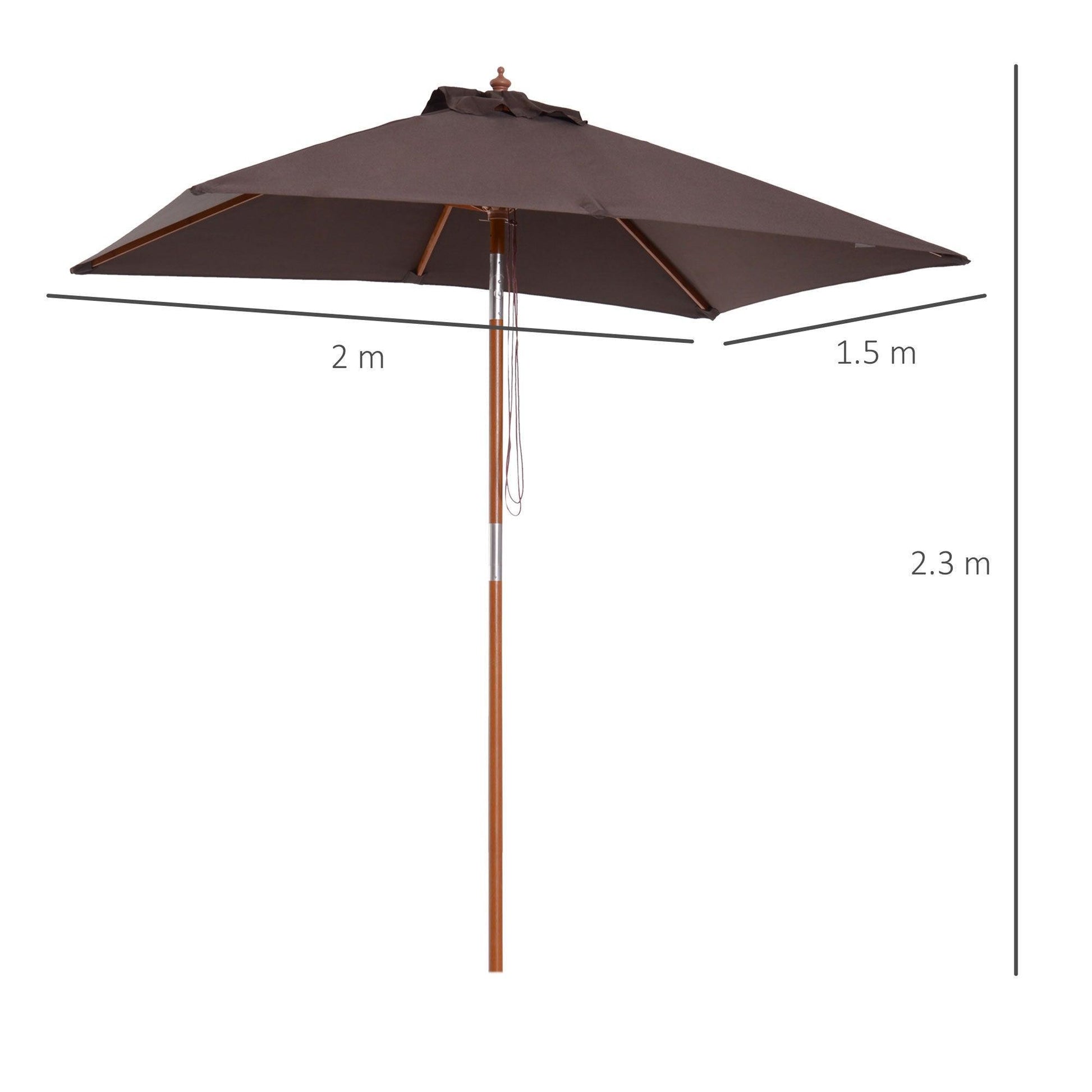 Outsunny Patio Umbrella - Bamboo Sunshade Canopy with Tilt Mechanism - ALL4U RETAILER LTD