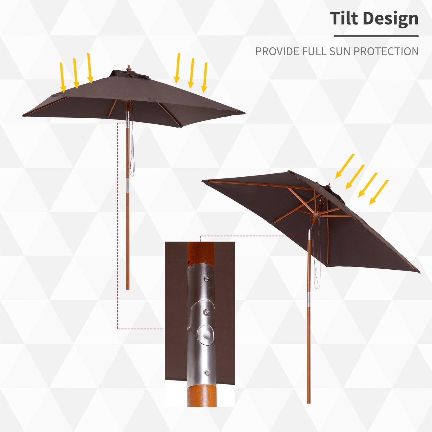 Outsunny Patio Umbrella - Bamboo Sunshade Canopy with Tilt Mechanism - ALL4U RETAILER LTD