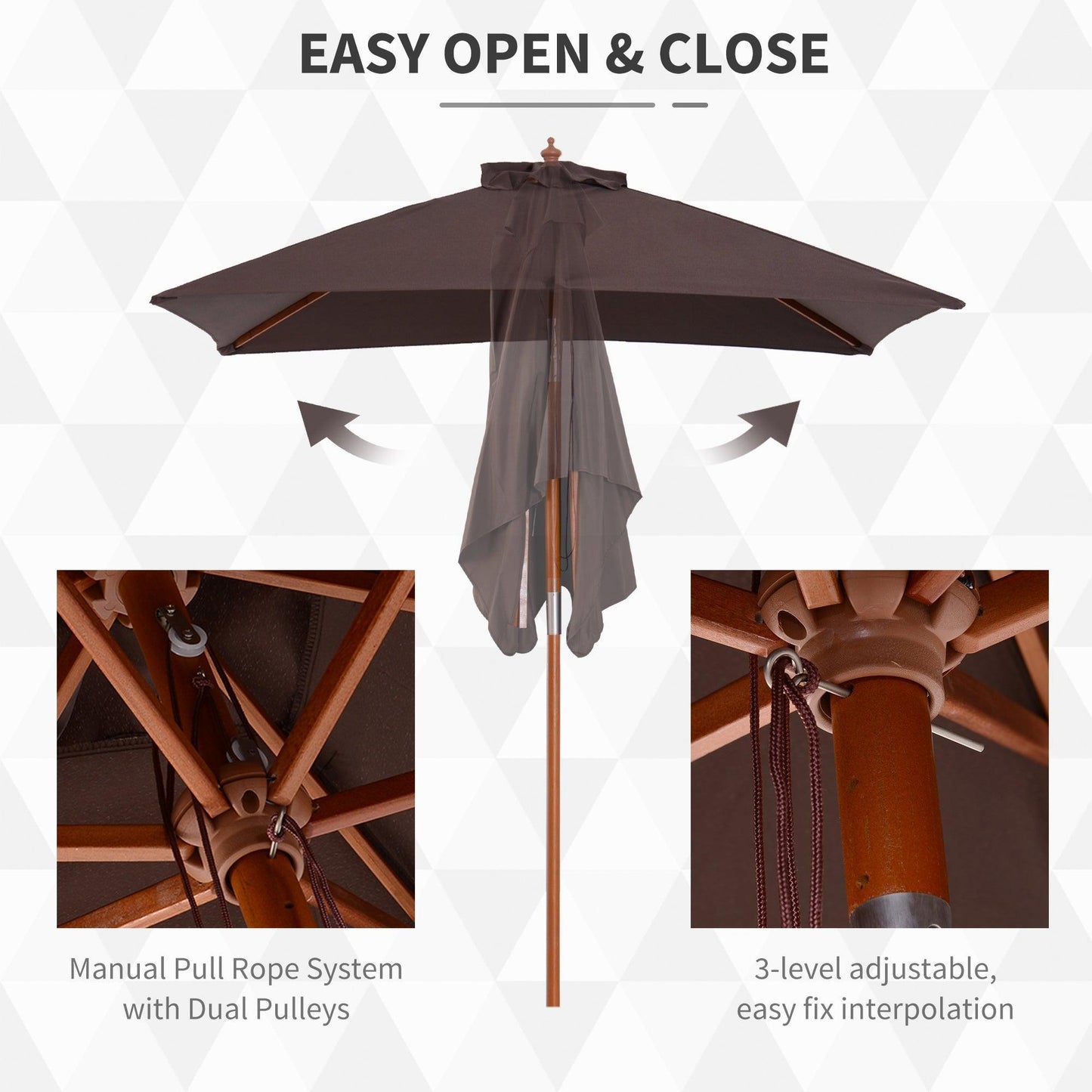 Outsunny Patio Umbrella - Bamboo Sunshade Canopy with Tilt Mechanism - ALL4U RETAILER LTD