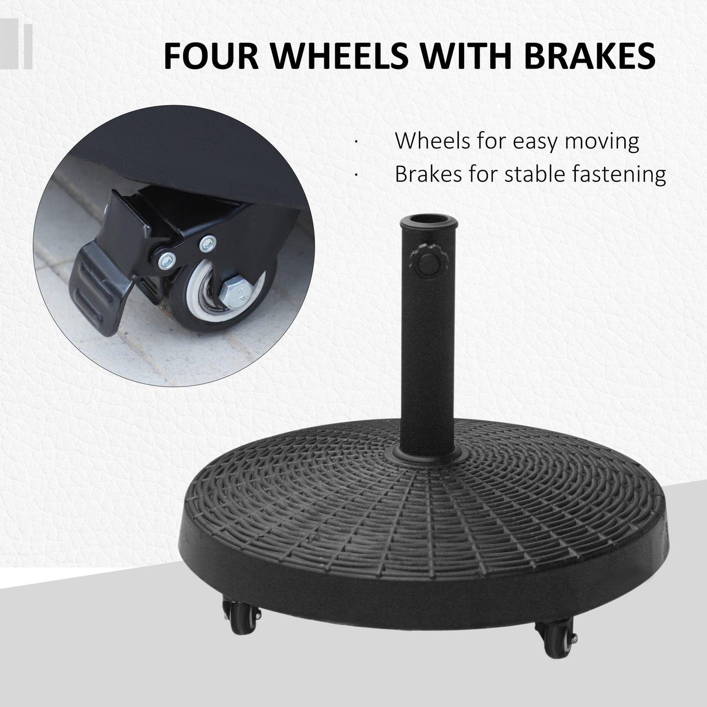 Outsunny Patio Umbrella Base with Wheels - 23kg - ALL4U RETAILER LTD