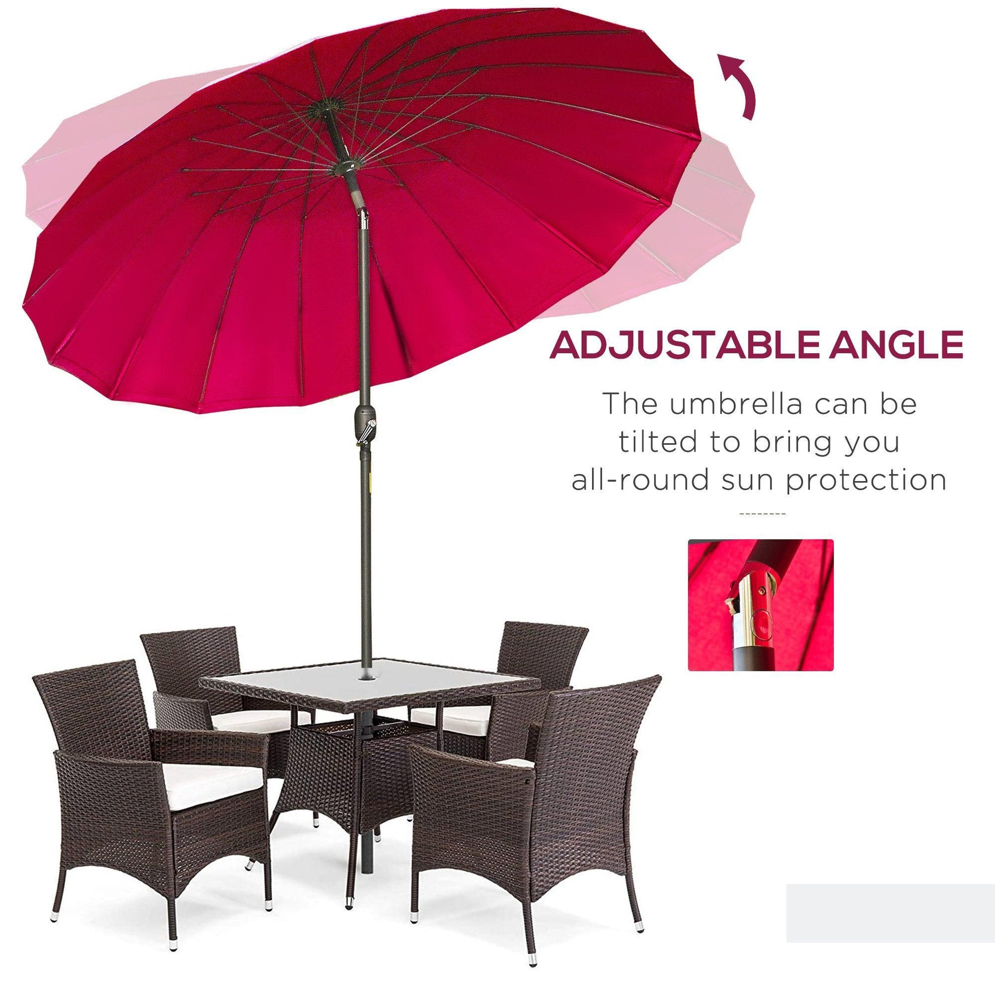 Outsunny Patio Umbrella - Crank Tilt, Wine Red - ALL4U RETAILER LTD