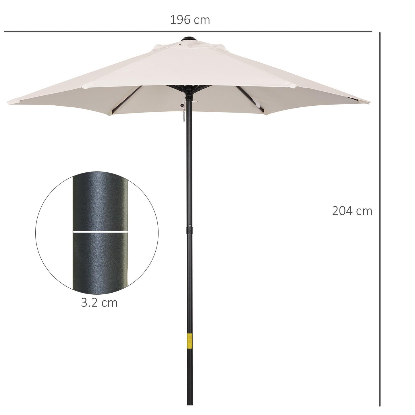 Outsunny Patio Umbrella - Cream White, 2m - ALL4U RETAILER LTD