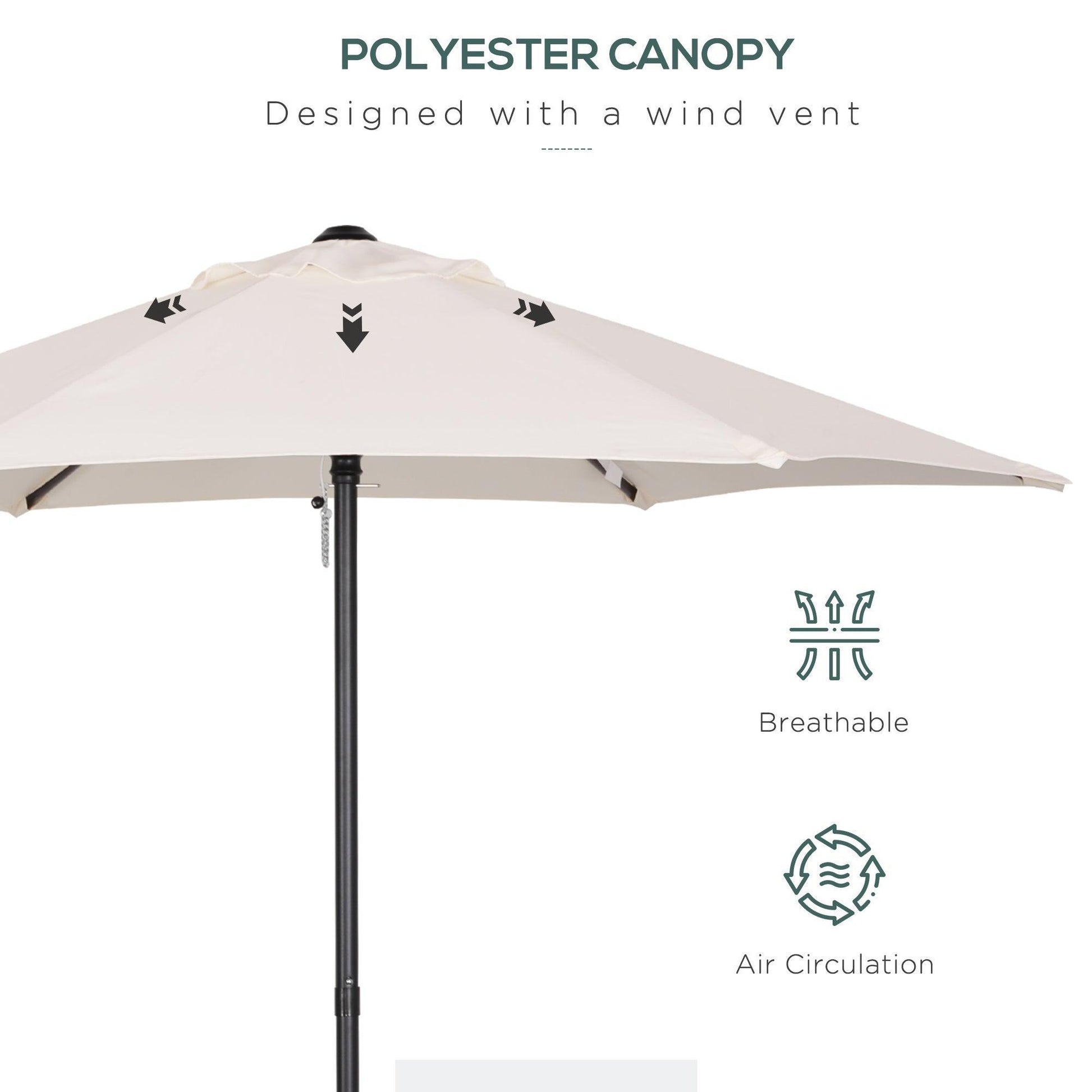 Outsunny Patio Umbrella - Cream White, 2m - ALL4U RETAILER LTD