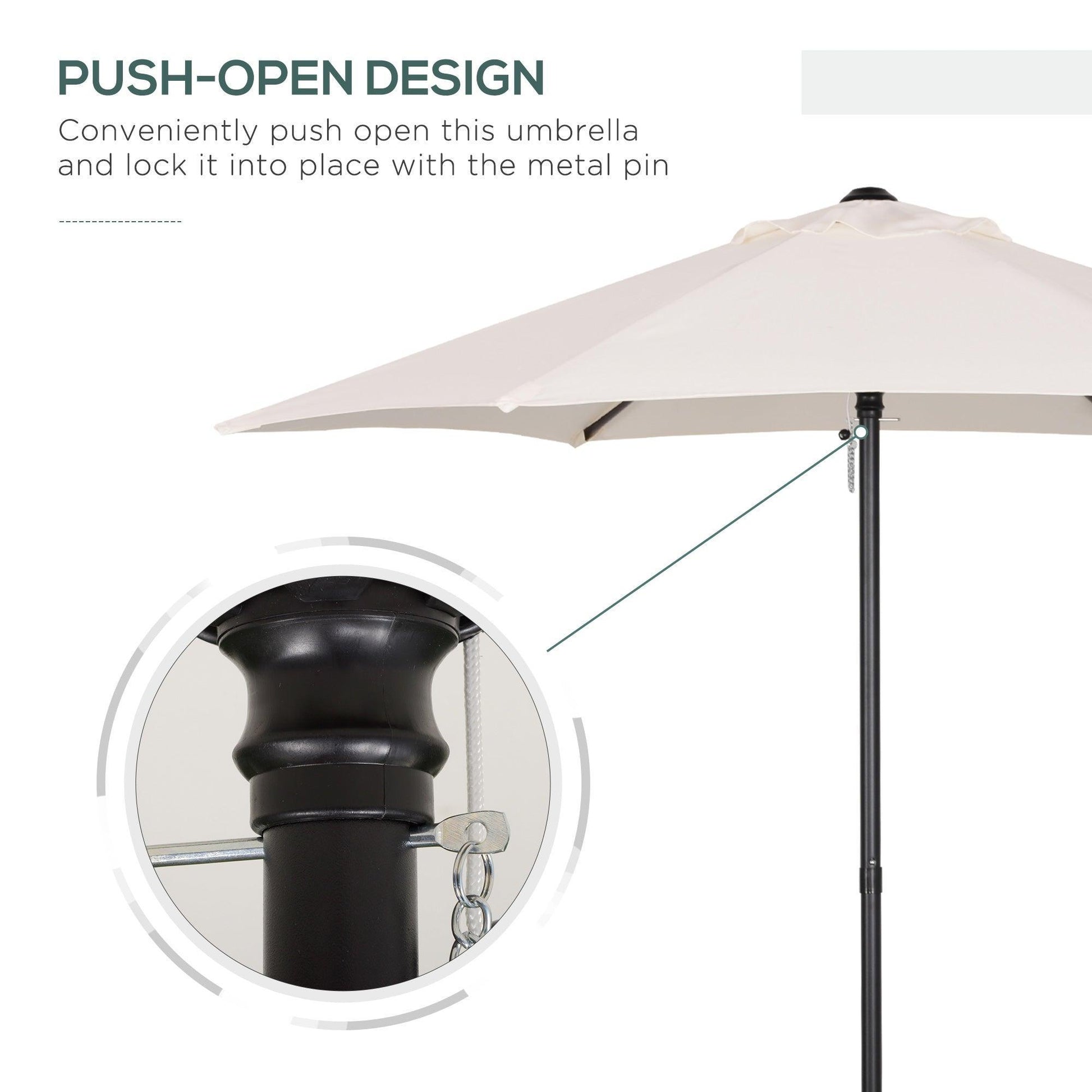 Outsunny Patio Umbrella - Cream White, 2m - ALL4U RETAILER LTD