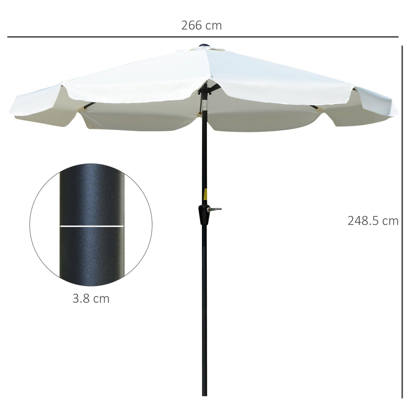 Outsunny Patio Umbrella - Cream White, Ruffled, 8 Ribs - ALL4U RETAILER LTD