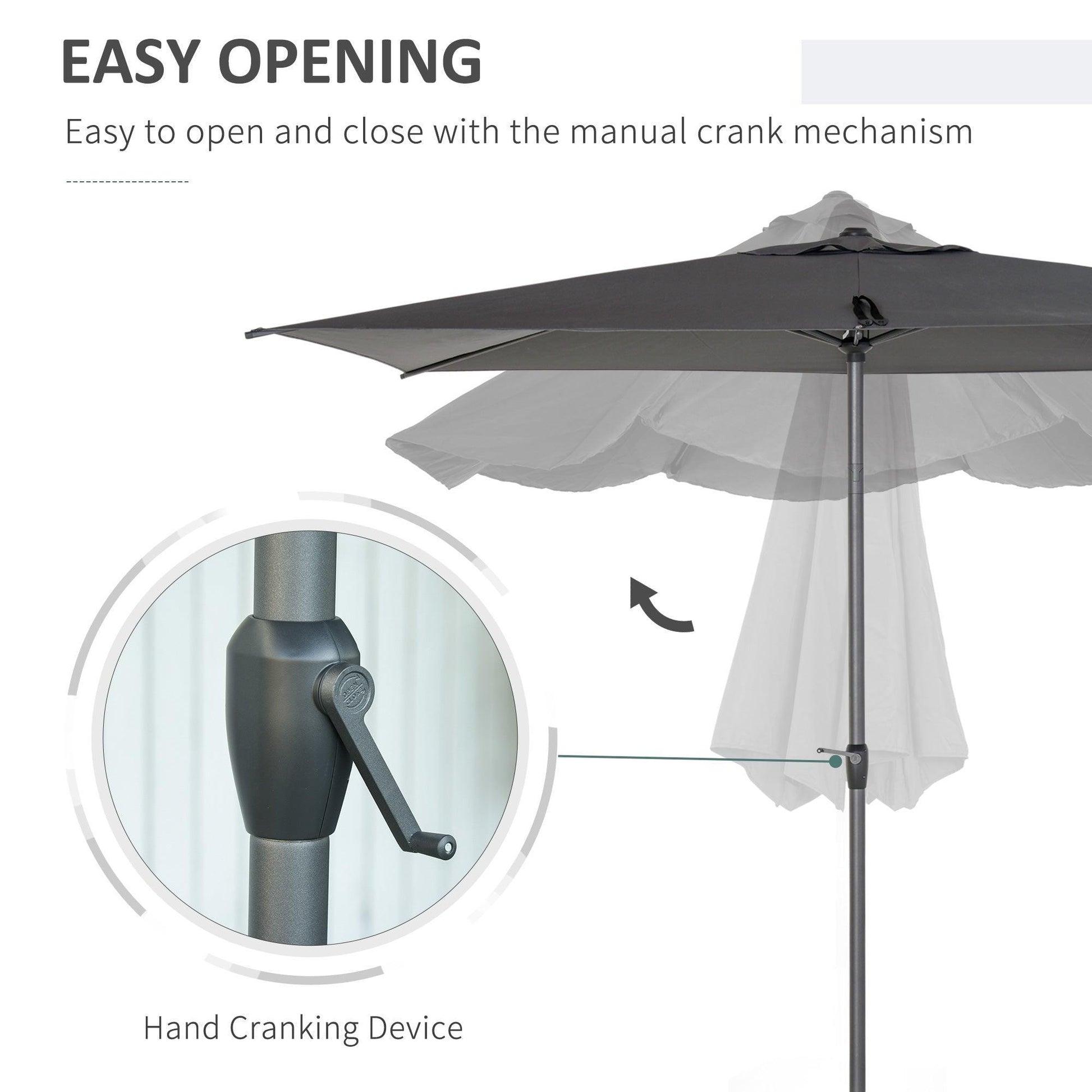 Outsunny Patio Umbrella - Dark Grey, 3x2m - ALL4U RETAILER LTD