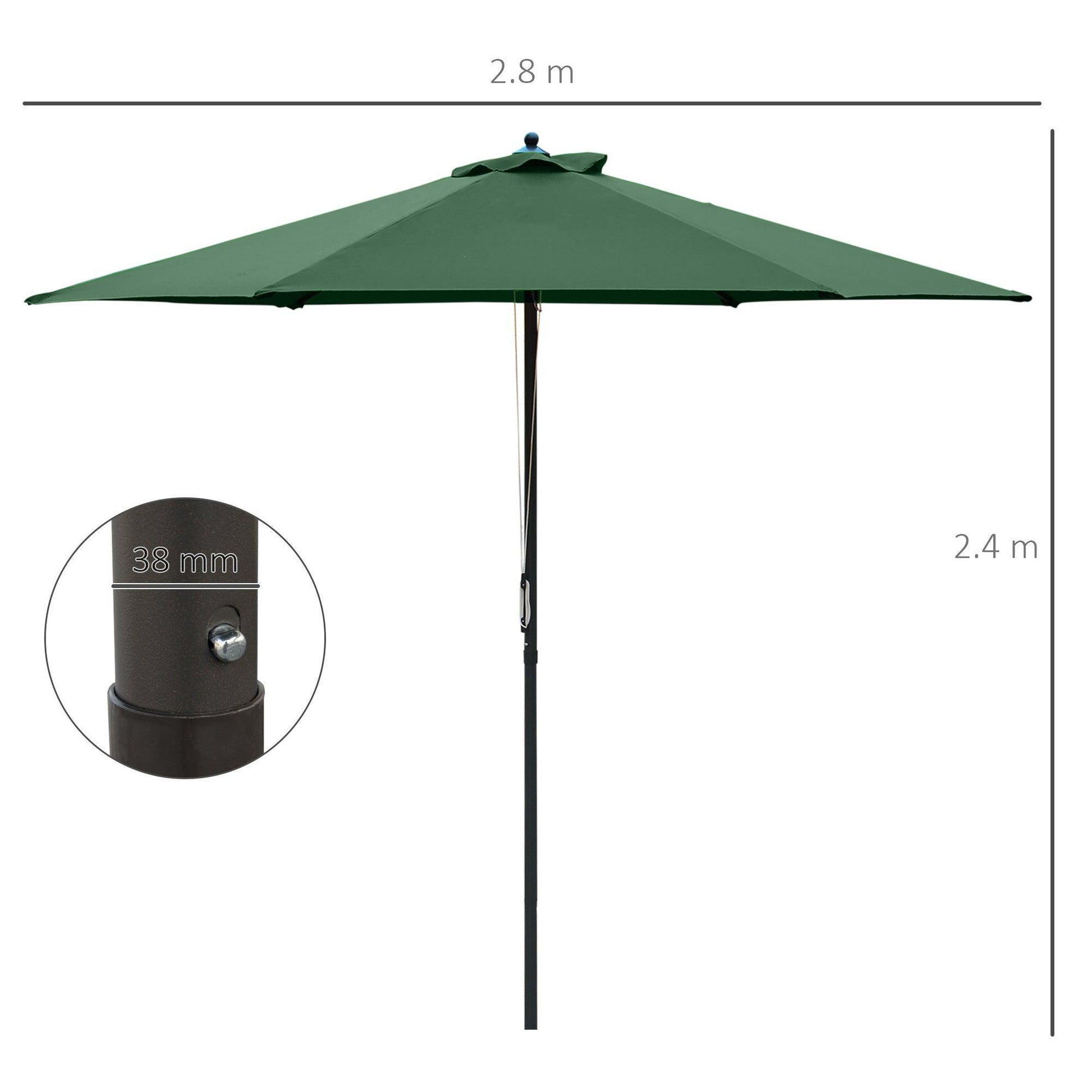 Outsunny Patio Umbrella – Green, 2.8m - ALL4U RETAILER LTD